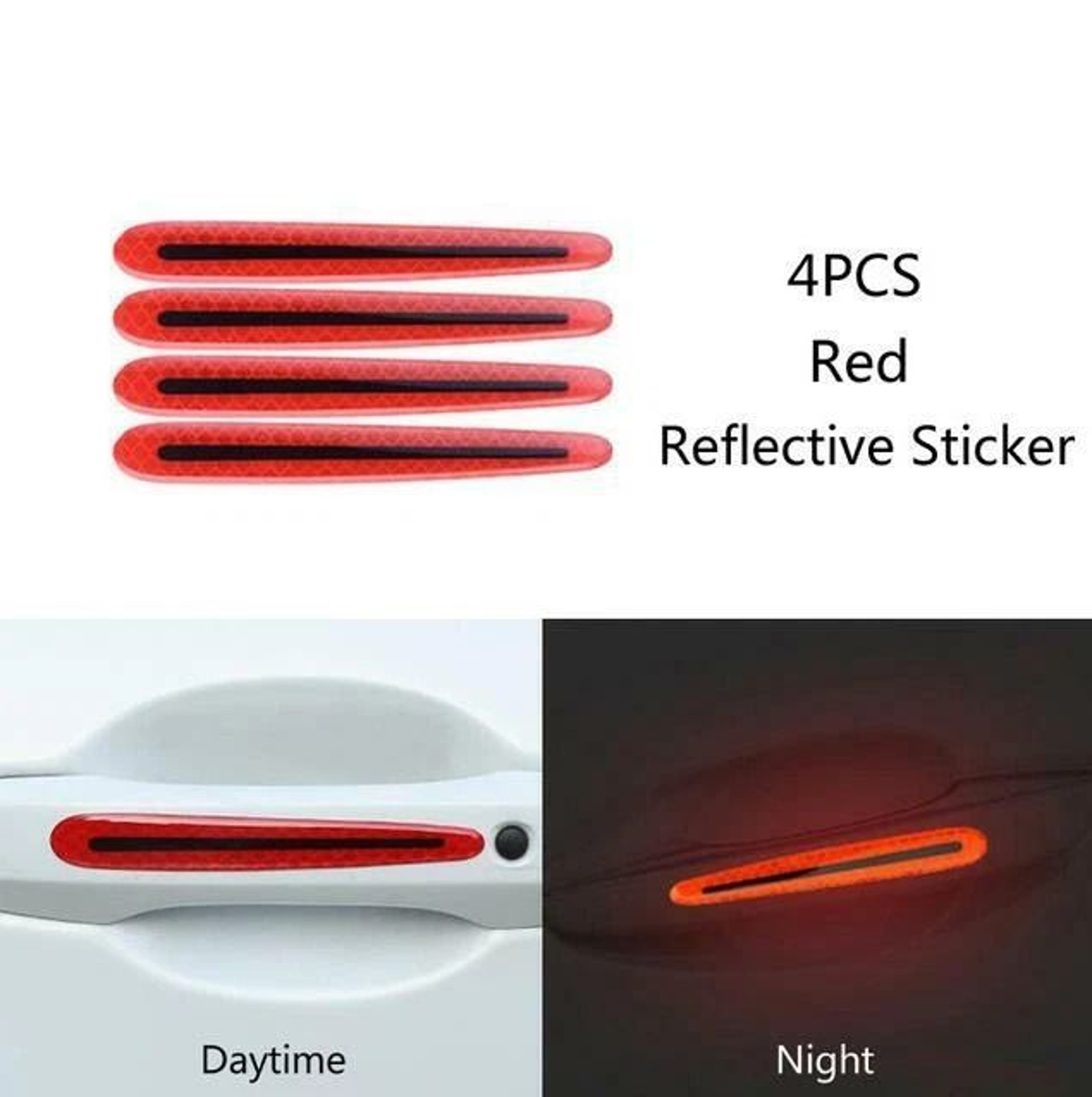 Universal Reflective Car Door Handle Stickers Safety Warning Anti Scratch Decals 2
