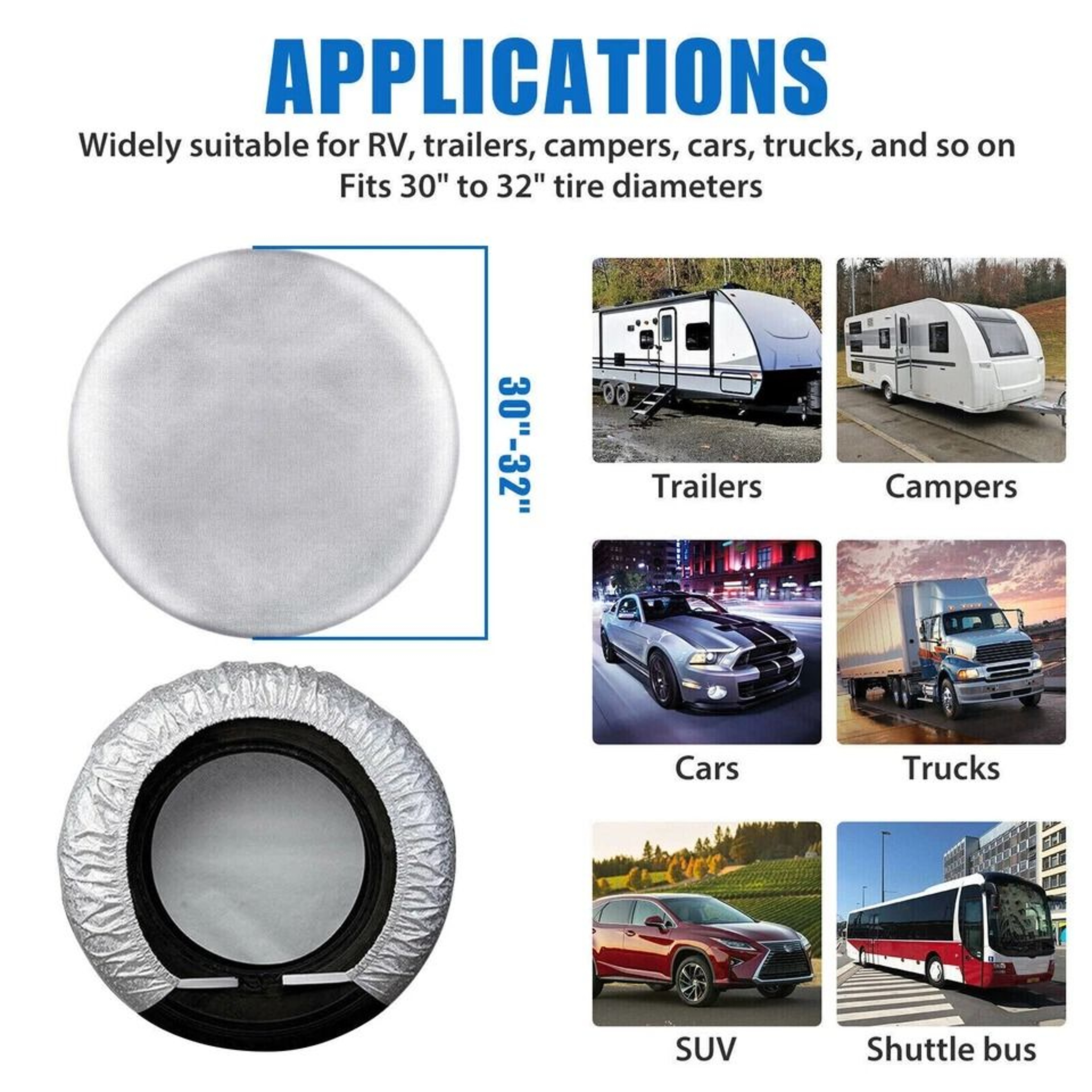 Waterproof Tire Covers For RV Trailer  Camper Sun  Weather Protection 4