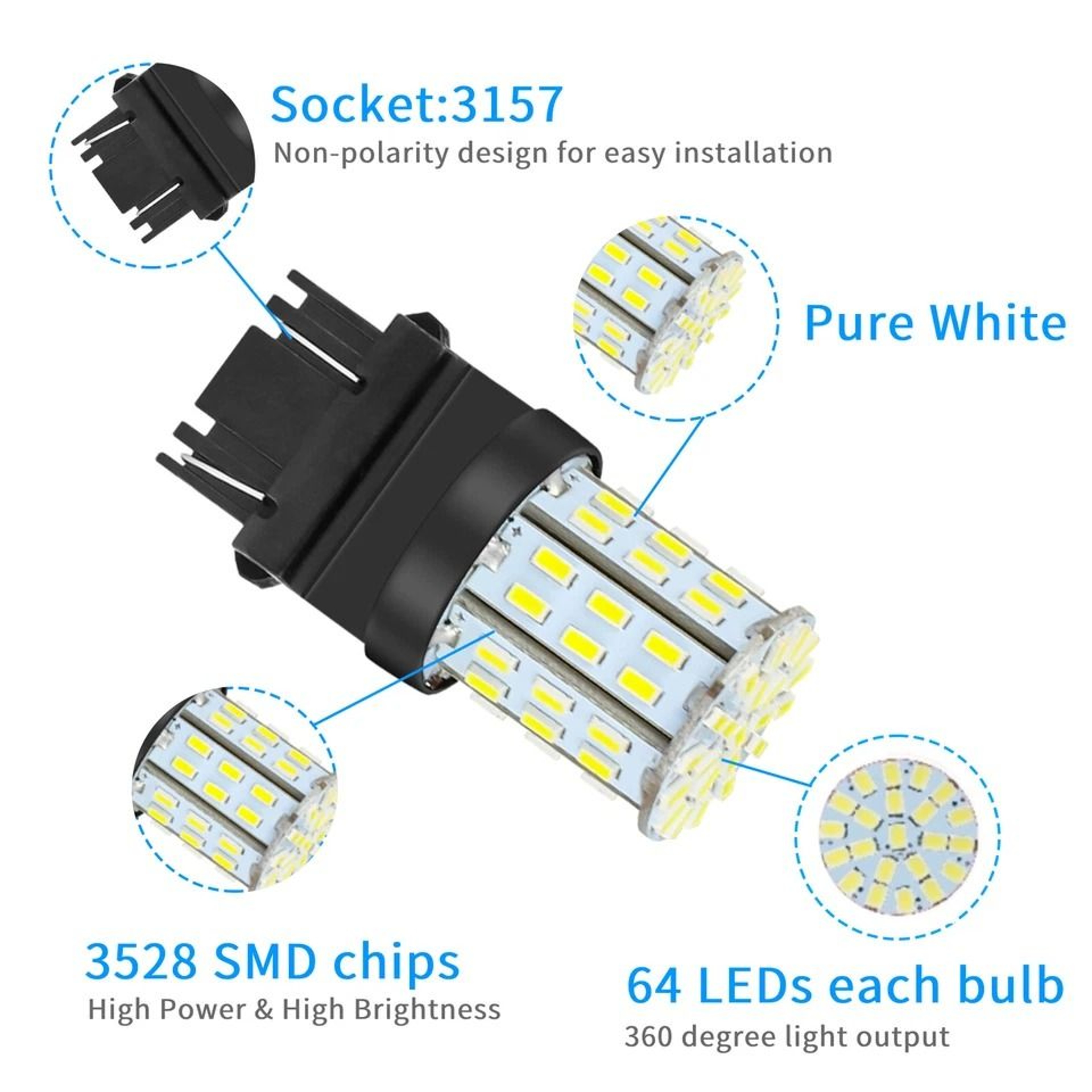 Reverse Brake Tail Light Bulbs DRL Stop Turn Signal Bulb Replacement 5