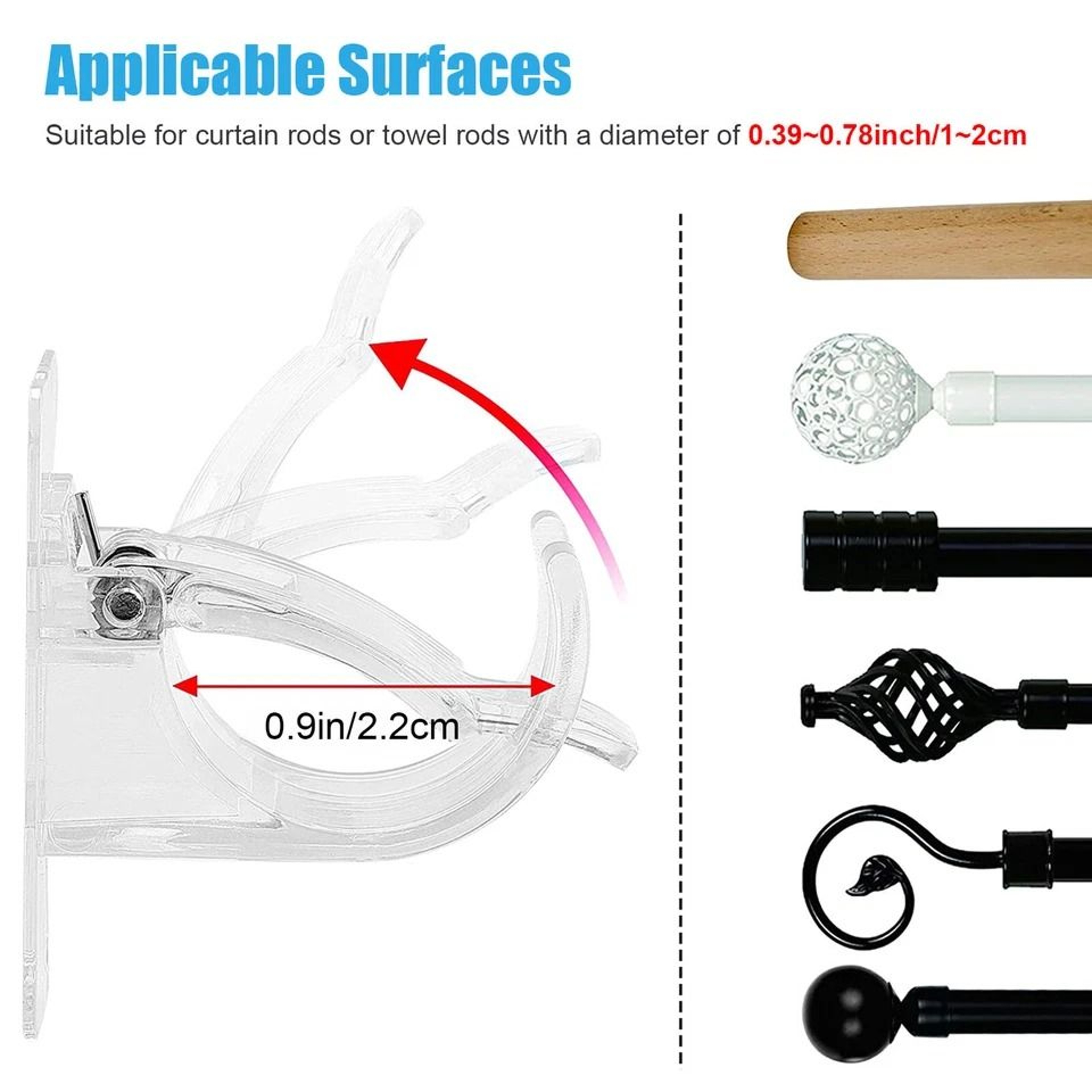 Self Adhesive Curtain Rod Brackets Adjustable NoDrill Hooks For Easy Installation 5