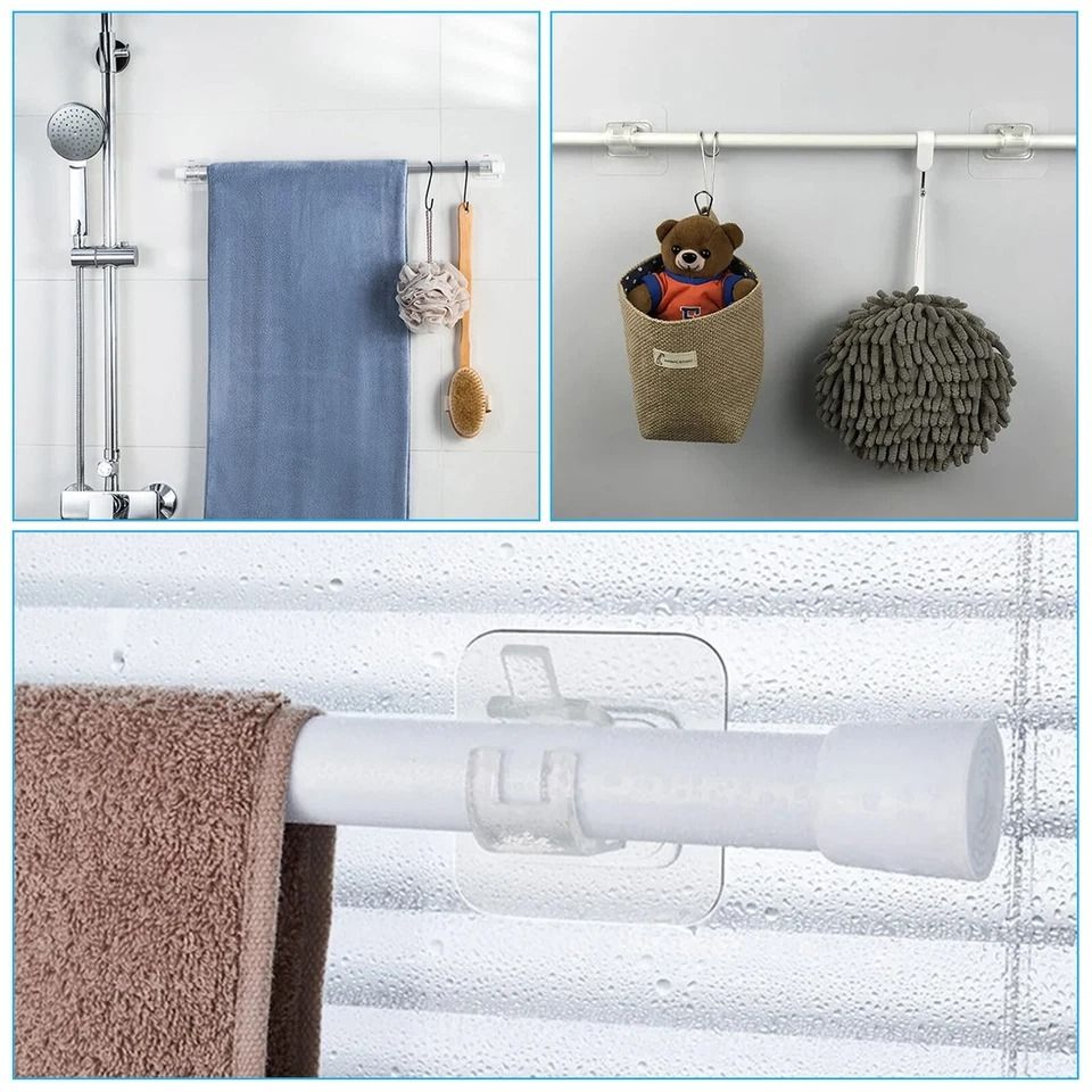 Self Adhesive Curtain Rod Brackets Adjustable NoDrill Hooks For Easy Installation 6