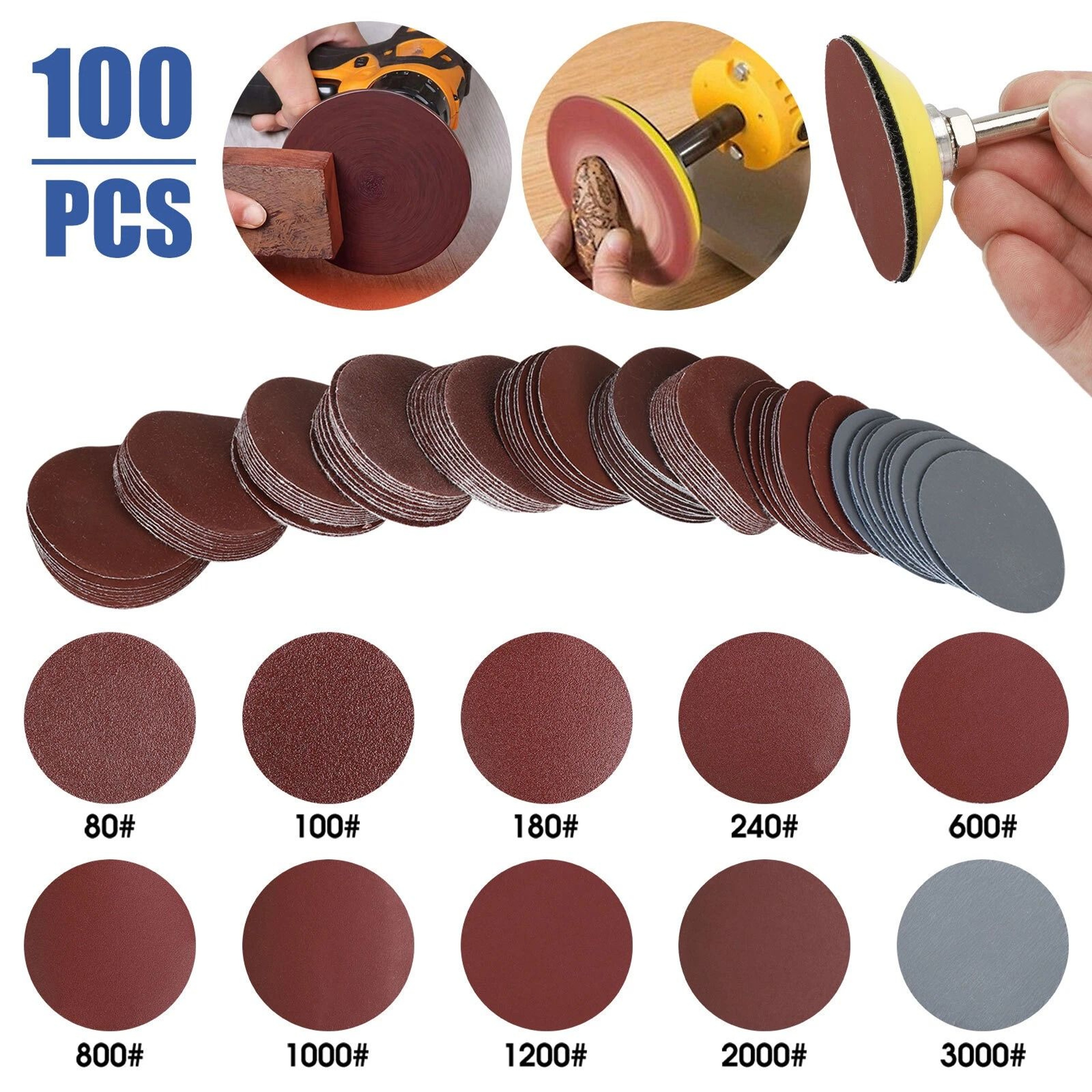 Sanding Discs  Sander Pads With Backer Pad  Drill Adapter Hook And Loop 1
