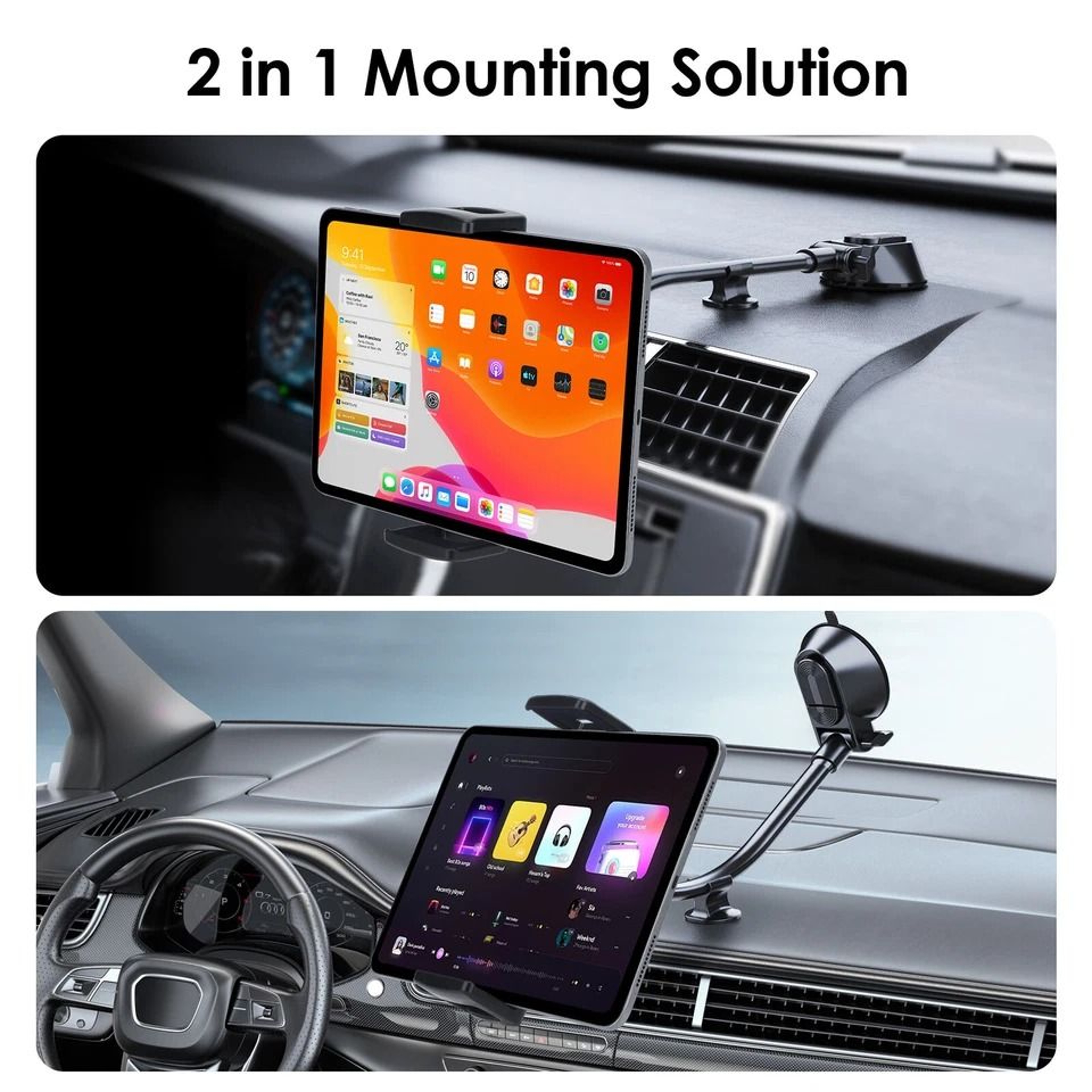 Car Tablet Holder Gooseneck Windshield  Dashboard Mount 5