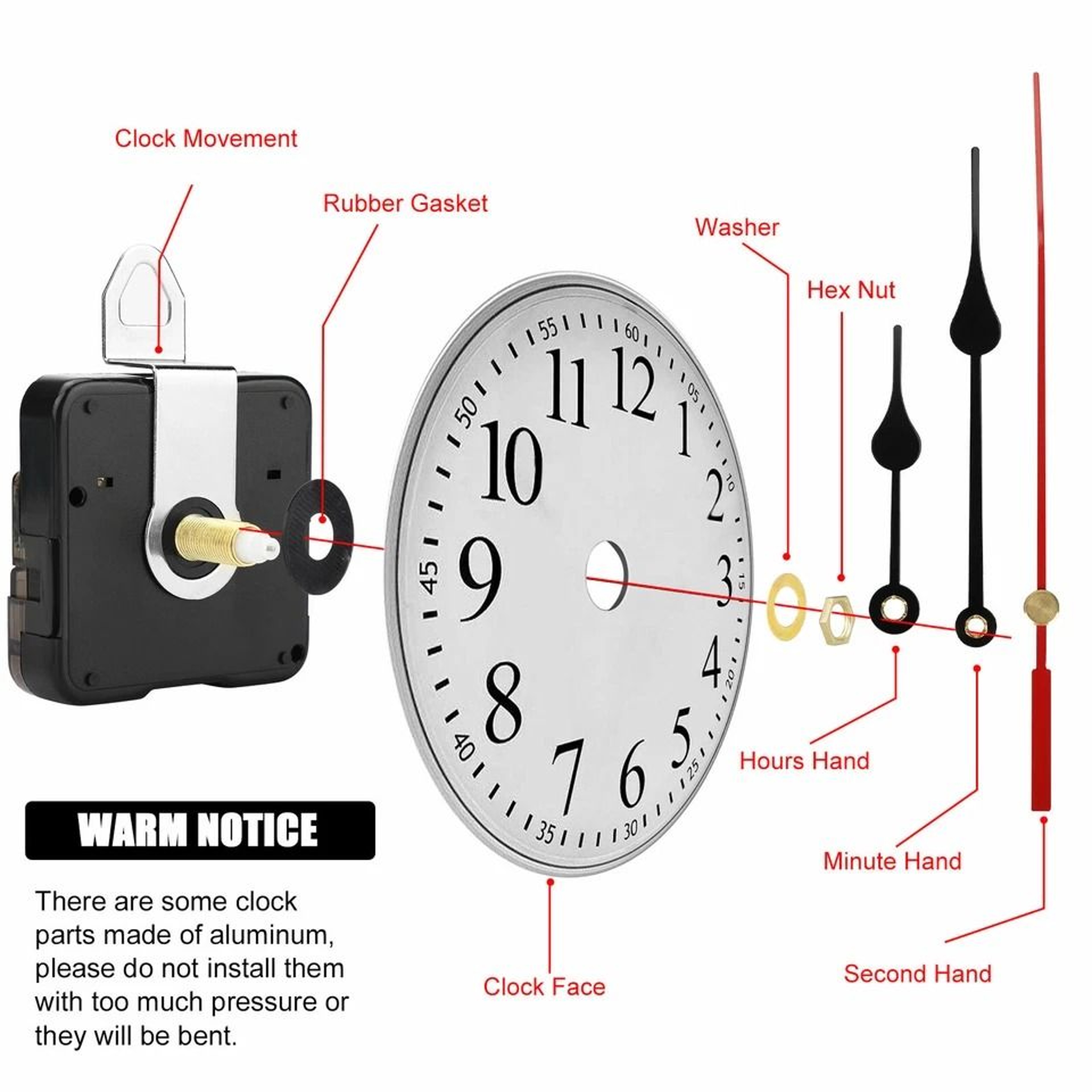 DIY Clock Movement Mechanism Kit Repair Hands  Parts For Clock Repairs And Creations 5