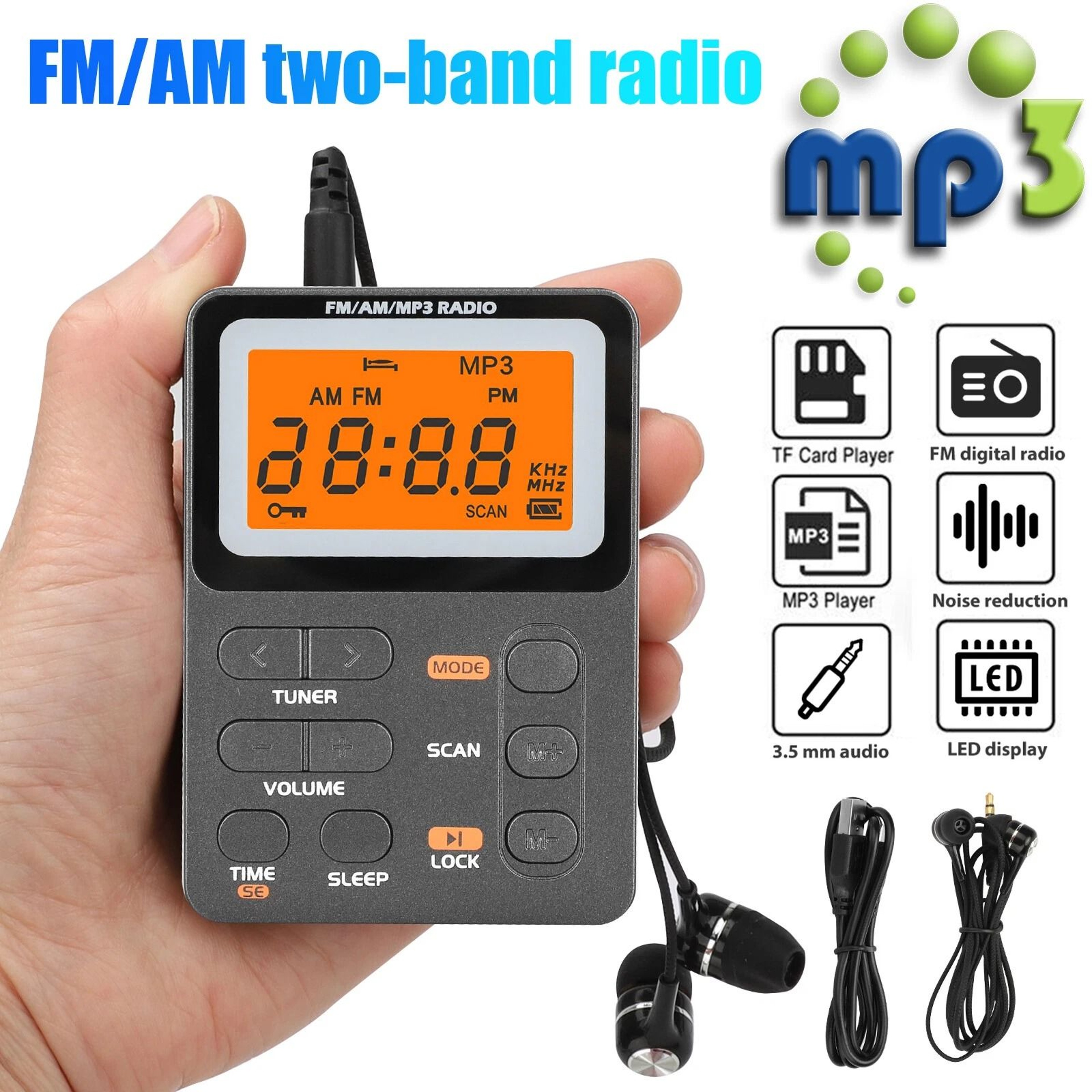 Portable Radio Receiver MP3 Player With LCD Screen And Earphones For Walking 4