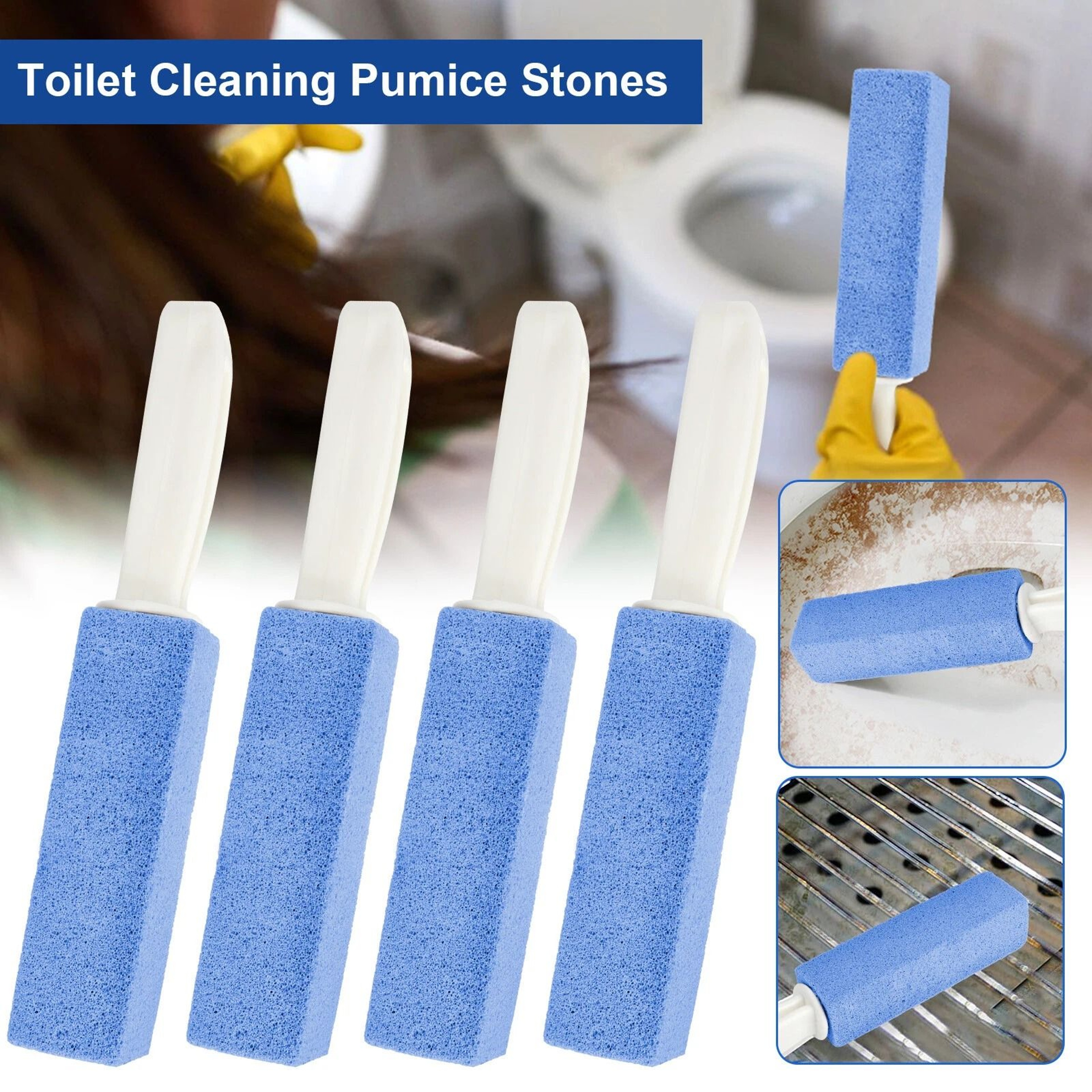 Heavy Duty Pumice Stone Toilet Scouring Tool With Handle Stubborn Stain Remover For Home Cleaning 6