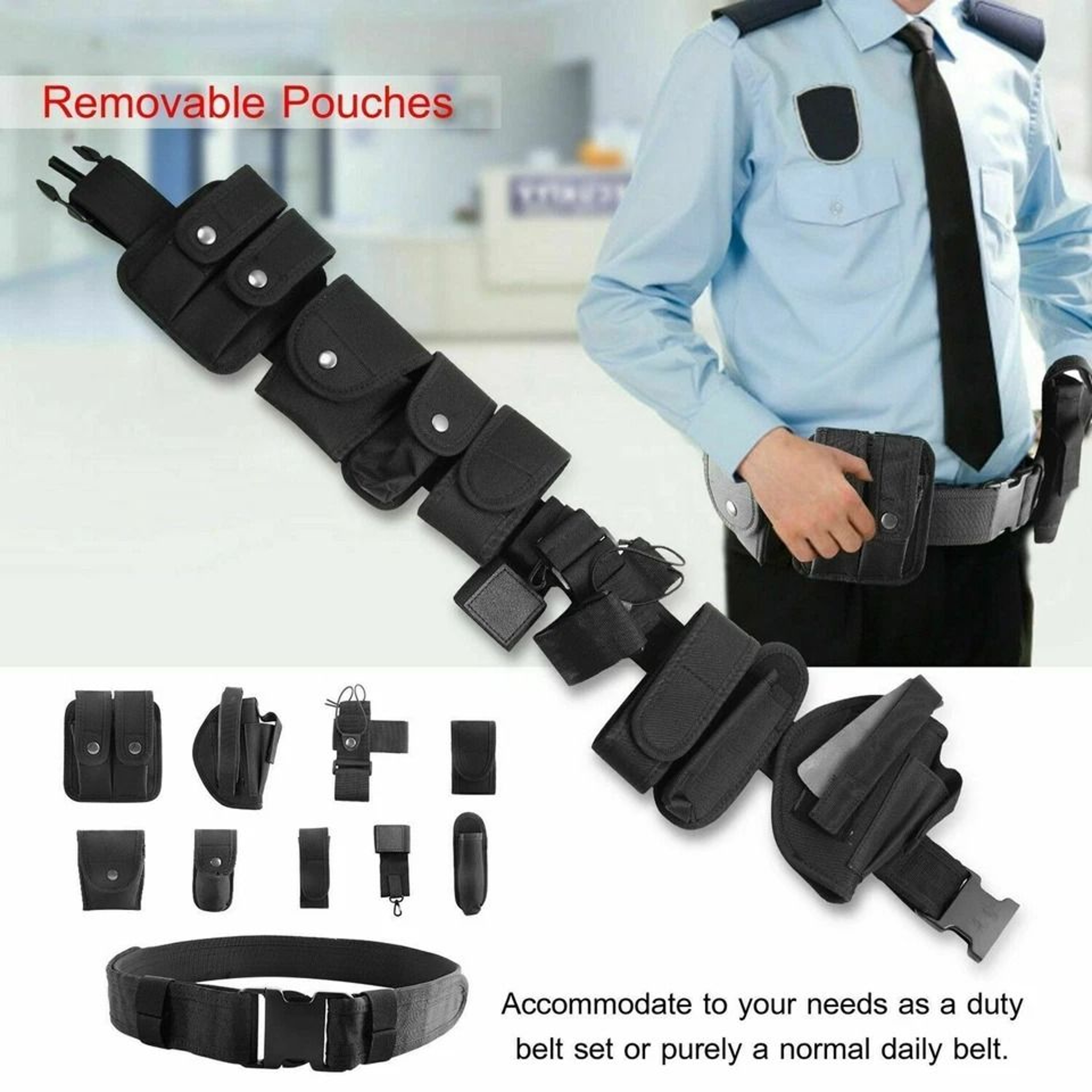Tactical Duty Belt With Multi Pouch System For Police  Security 8