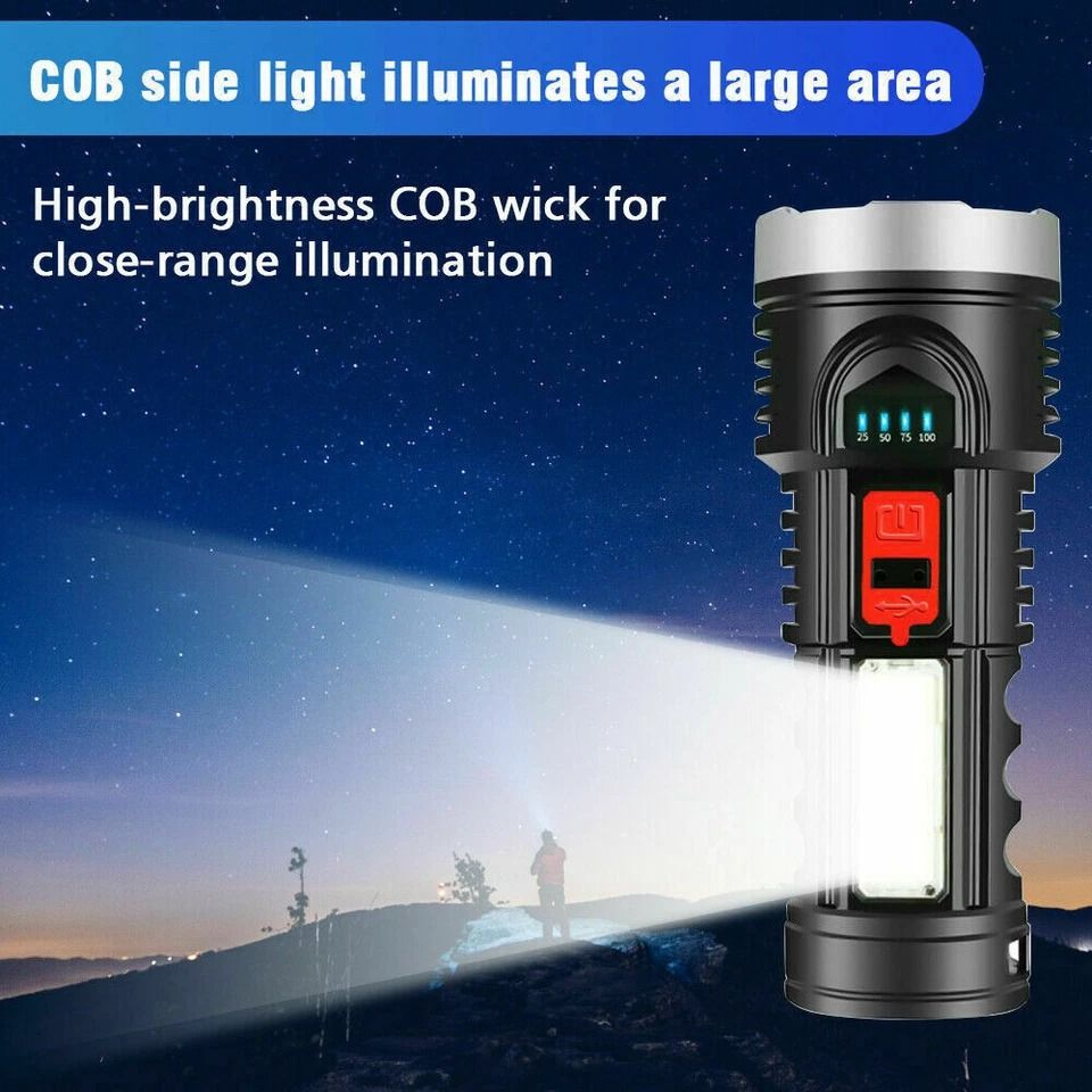 Super Bright Tactical Flashlight USB Rechargeable  Battery Waterproof LED Torch 2