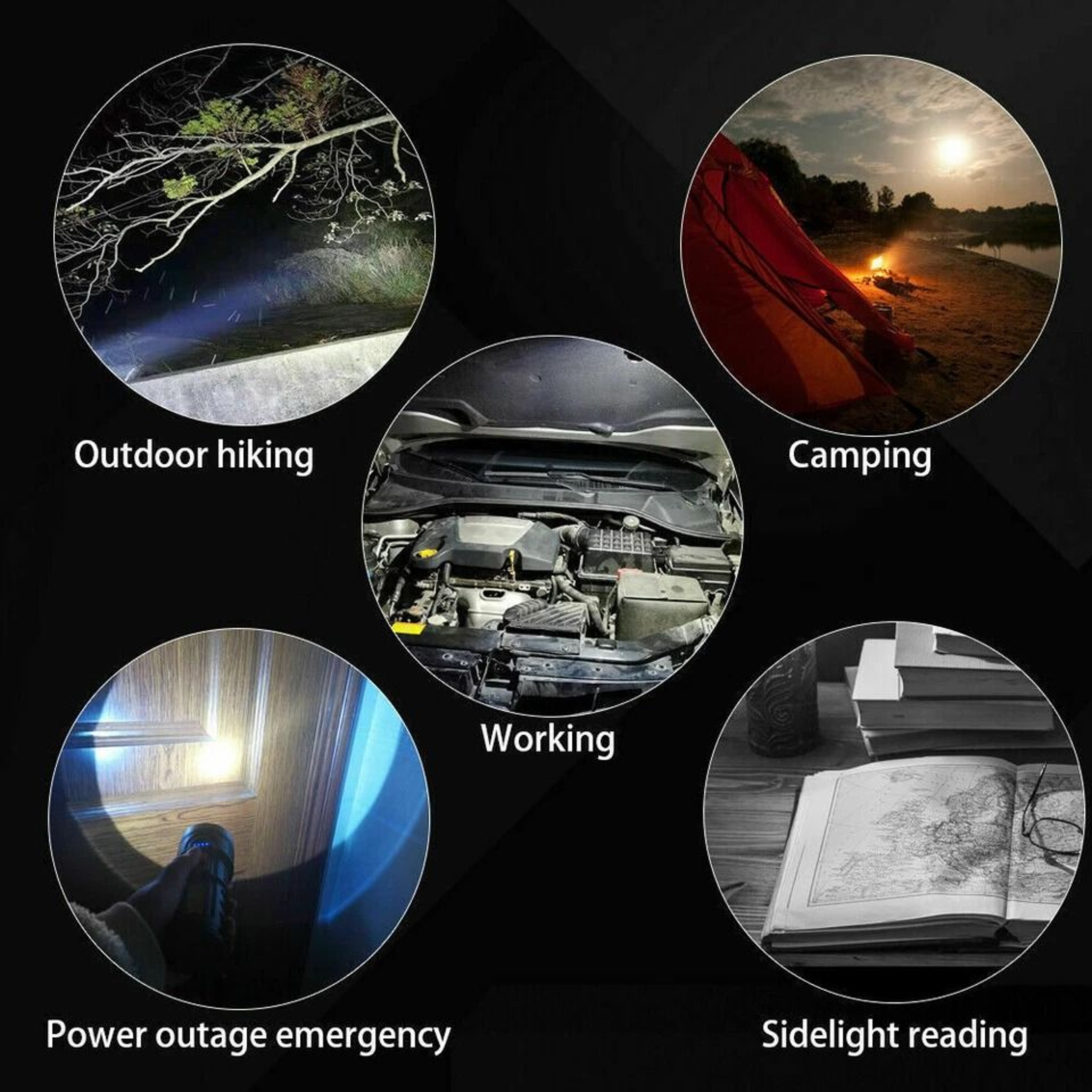 Super Bright Tactical Flashlight USB Rechargeable  Battery Waterproof LED Torch 9