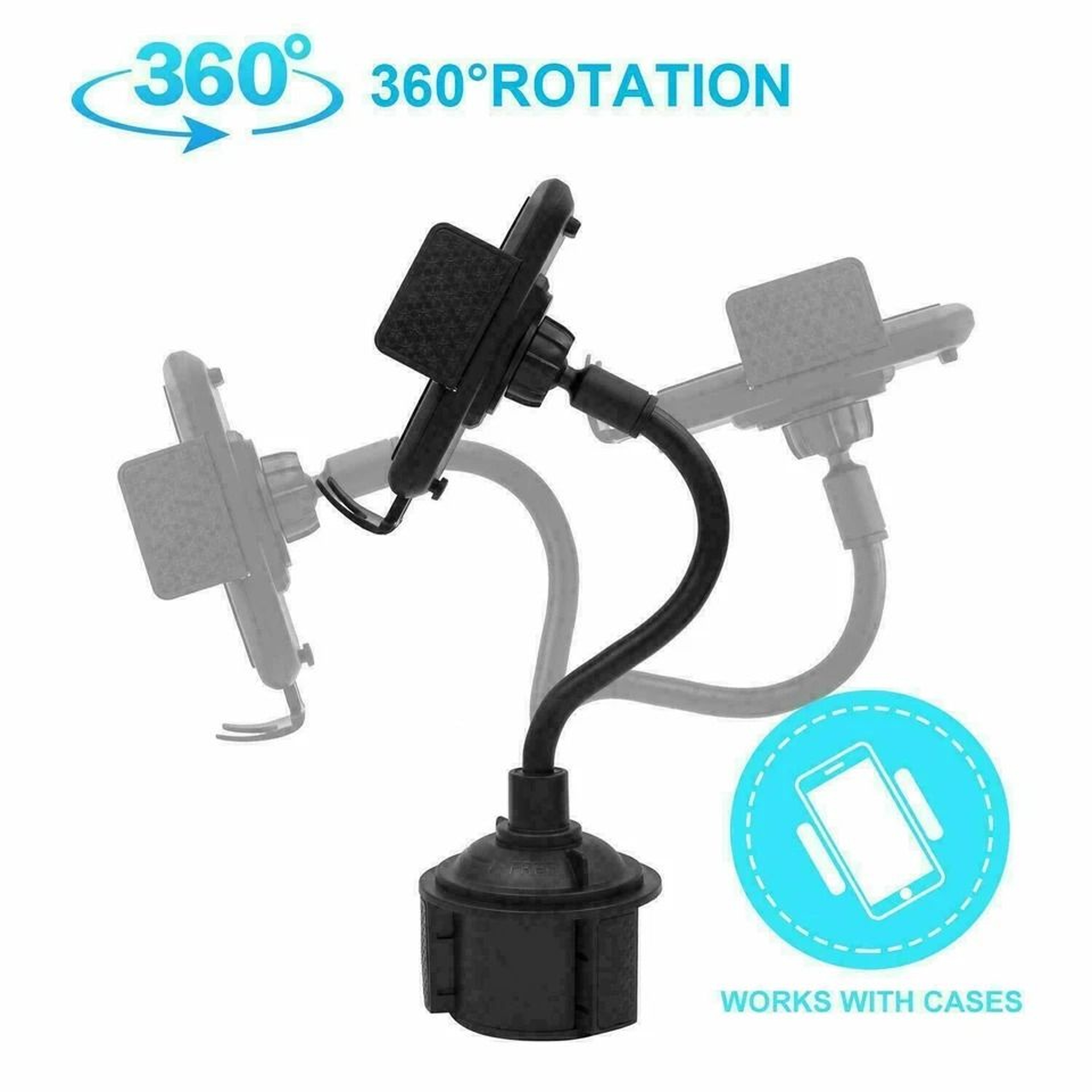 Universal Adjustable Car Mount With Gooseneck Cup Holder For Cell Phones 1