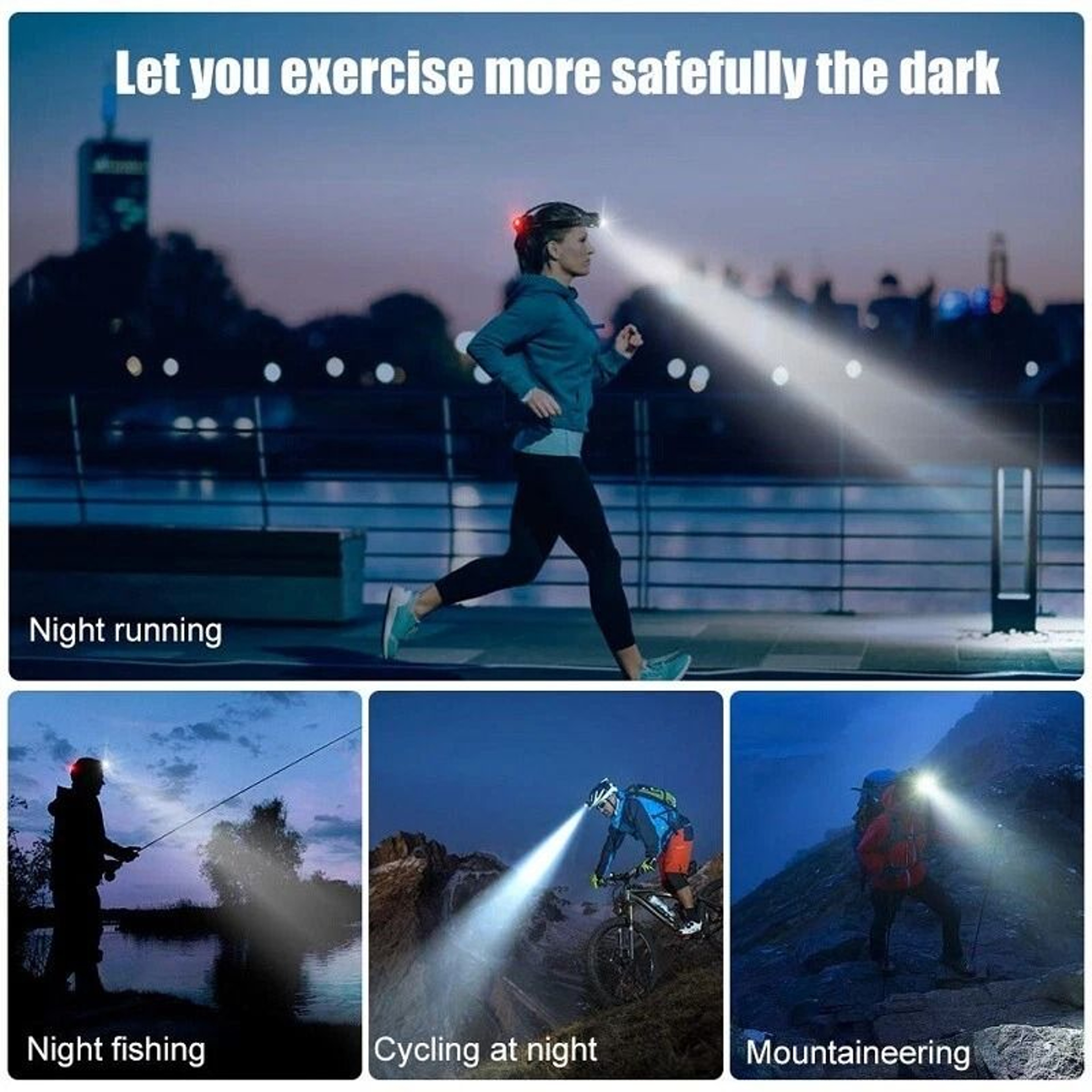 Rechargeable LED Headlamp With Zoomable Head Torch And Flashlight For Outdoor Activities 3