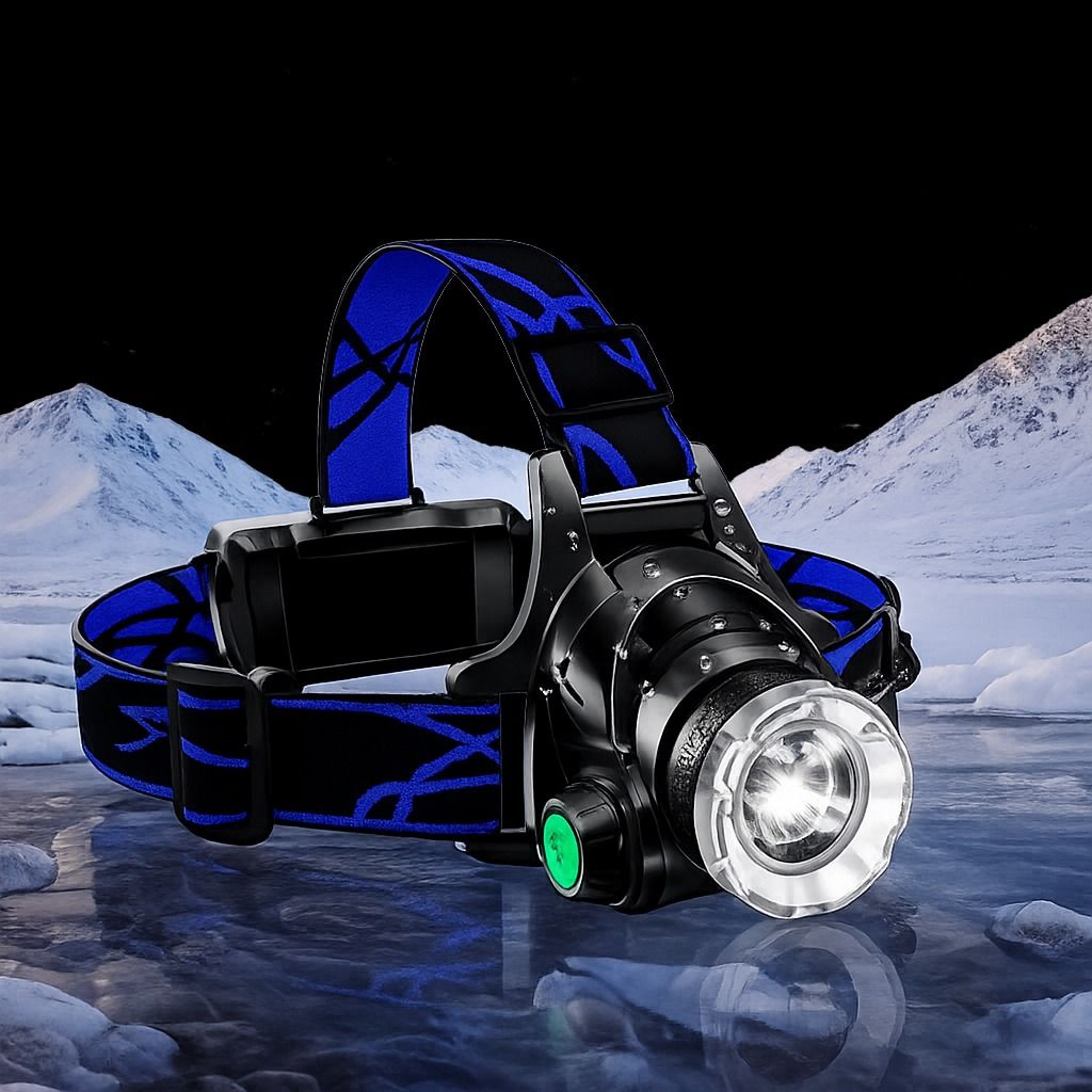 Rechargeable LED Headlamp With Zoomable Head Torch And Flashlight For Outdoor Activities 0