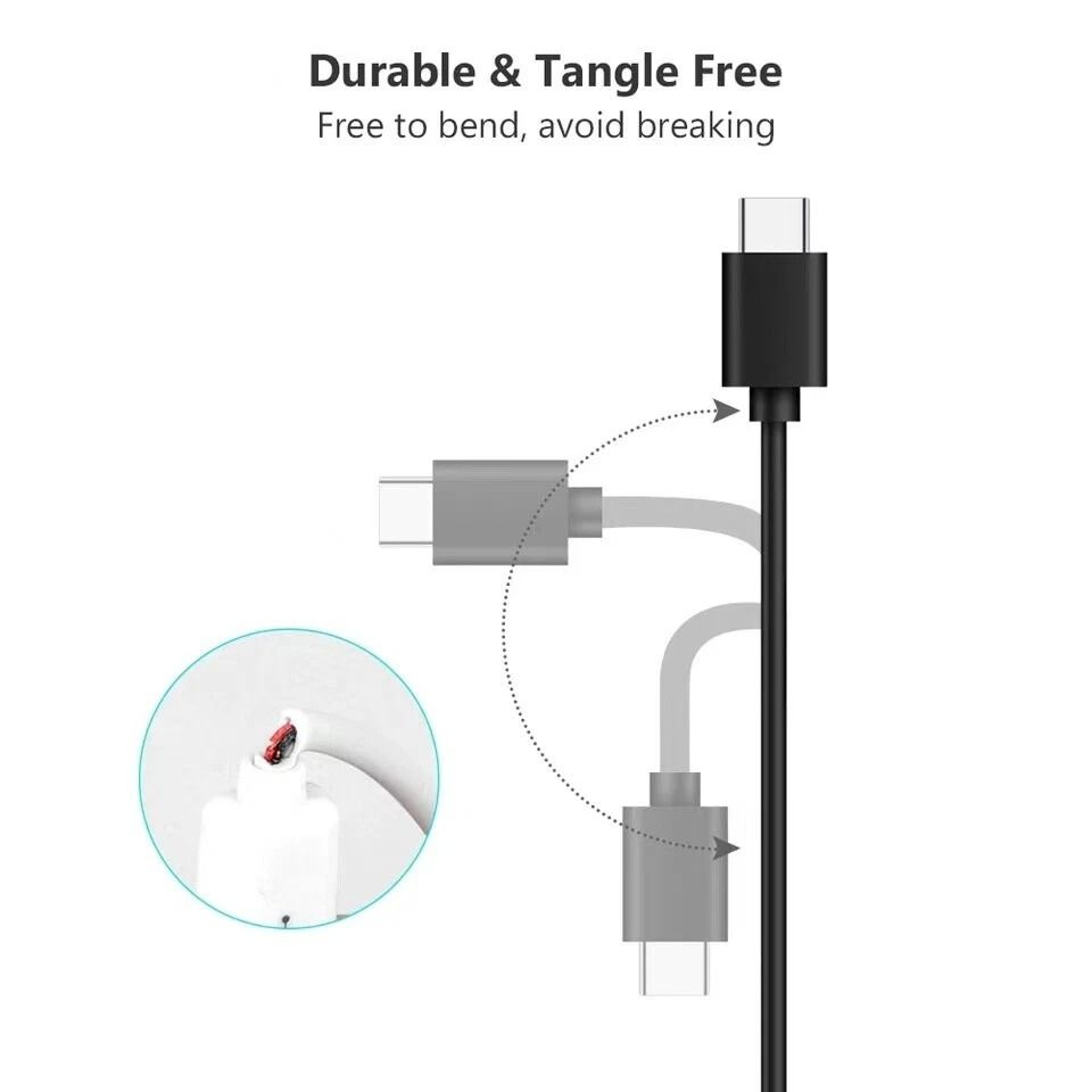 USB C To USB A Fast Charging Cable Quick Charger  Sync Cord For Mobile Devices 7