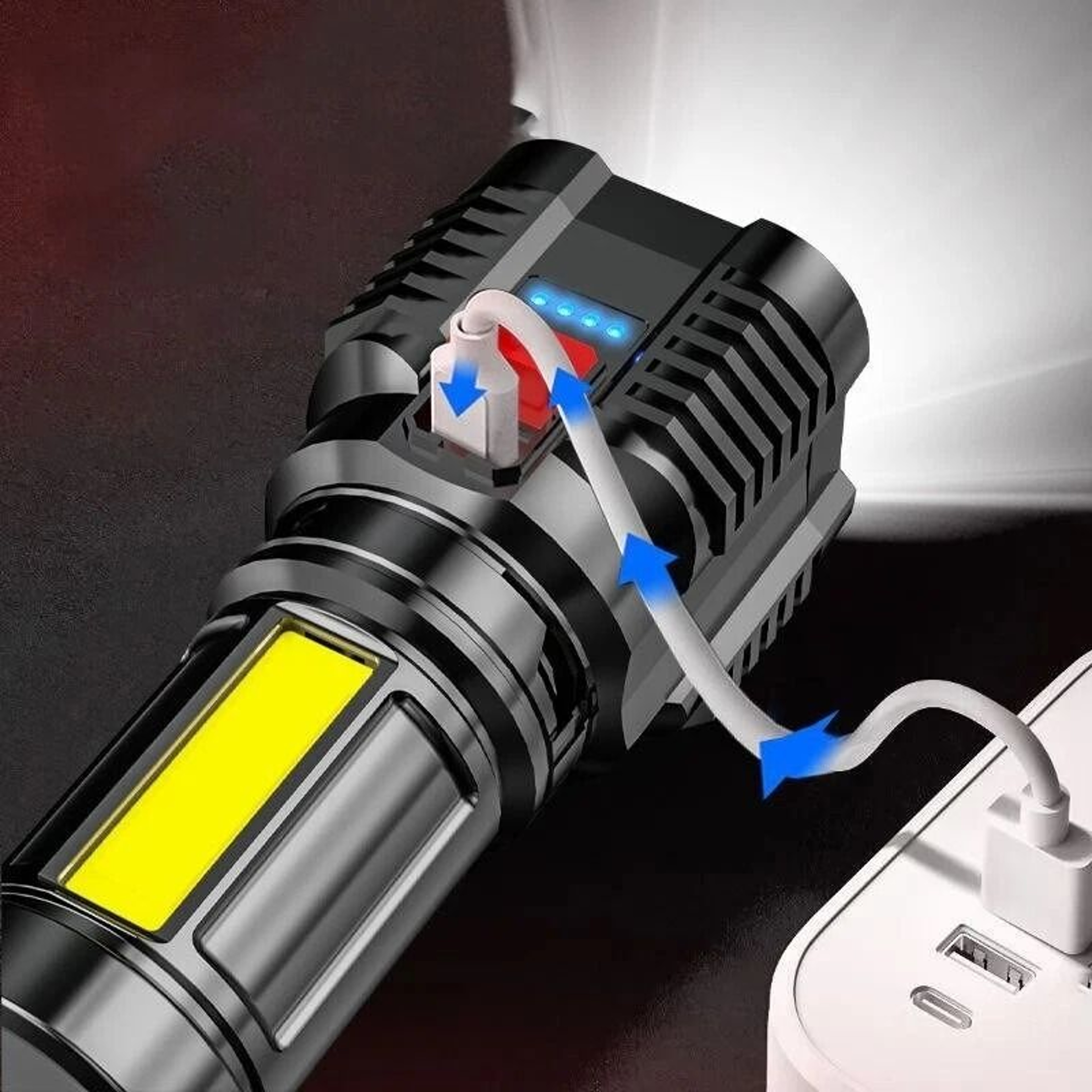 Super Bright LED Tactical Flashlight USB Rechargeable For Camping  Outdoor Use 1