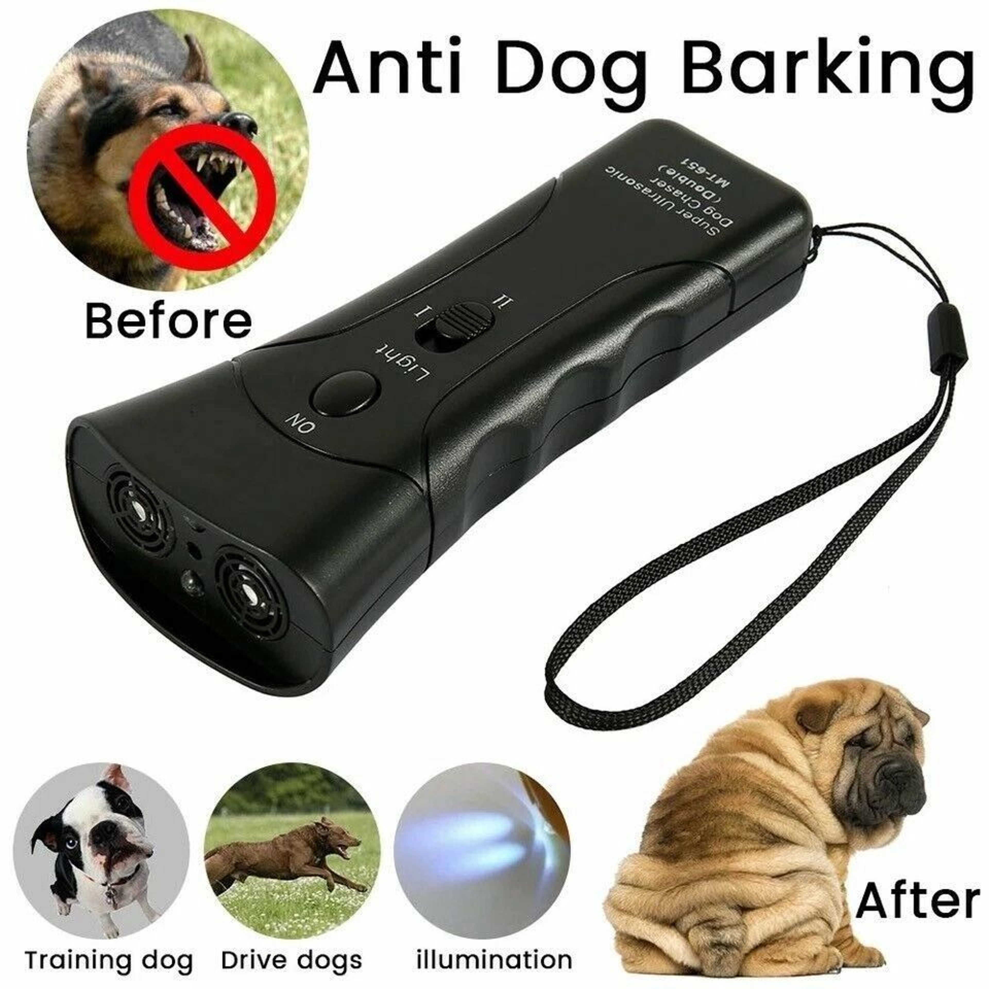 Ultrasonic Dog Barking Trainer With LED Light  Gentle Sonic Chaser 1