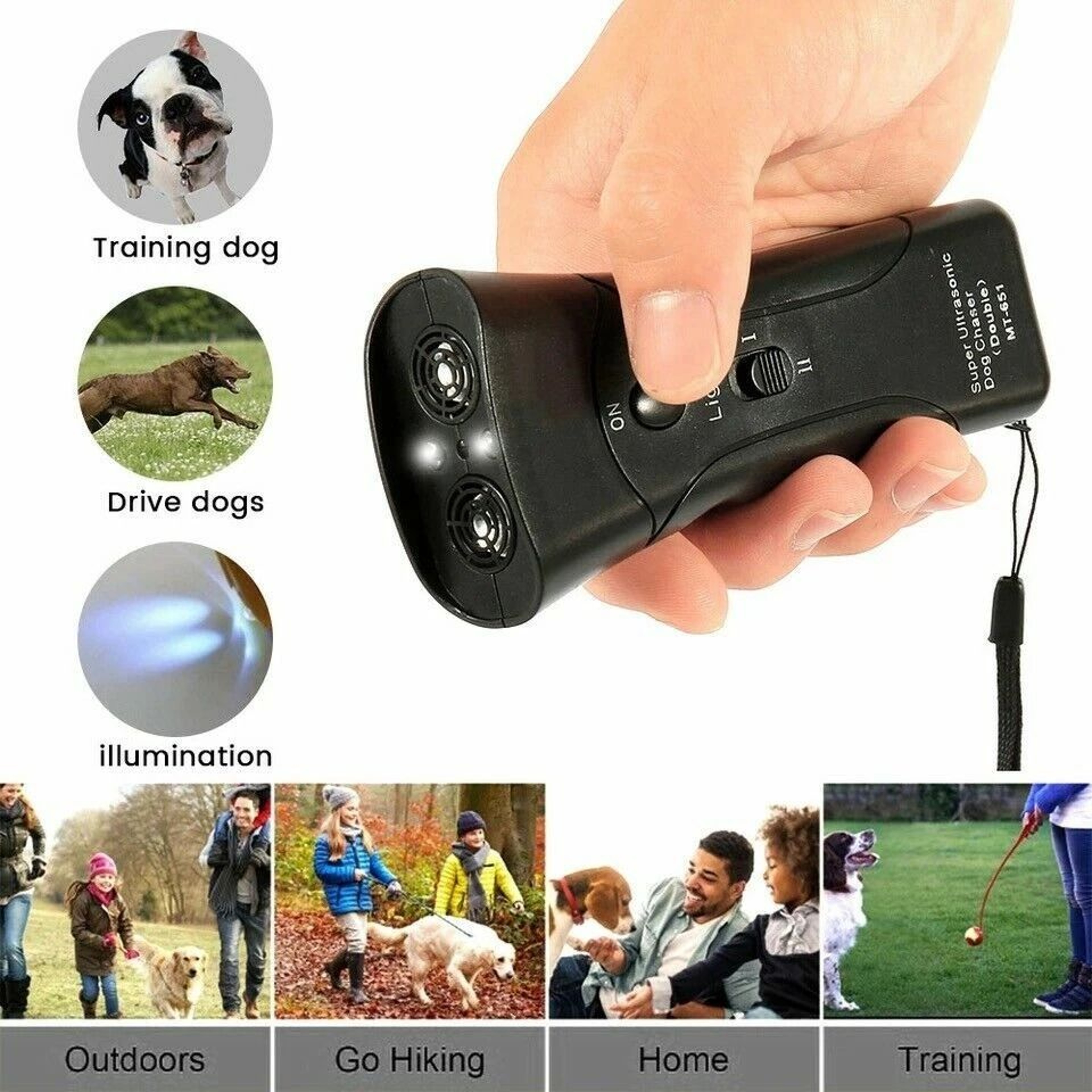 Ultrasonic Dog Barking Trainer With LED Light  Gentle Sonic Chaser 2