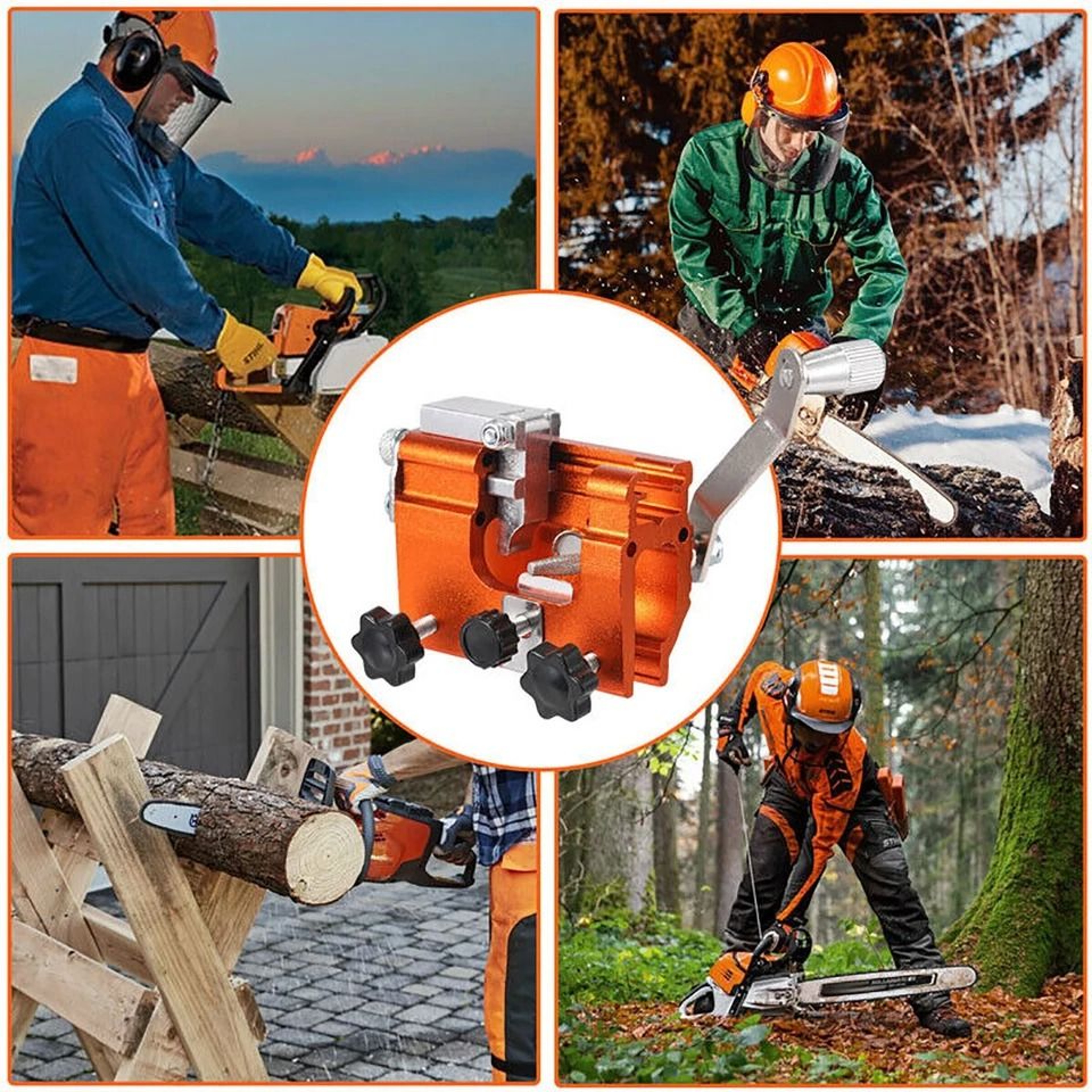 Portable Chainsaw Chain Sharpening Jig With Hand Crank  Sharpening Tool Set 4