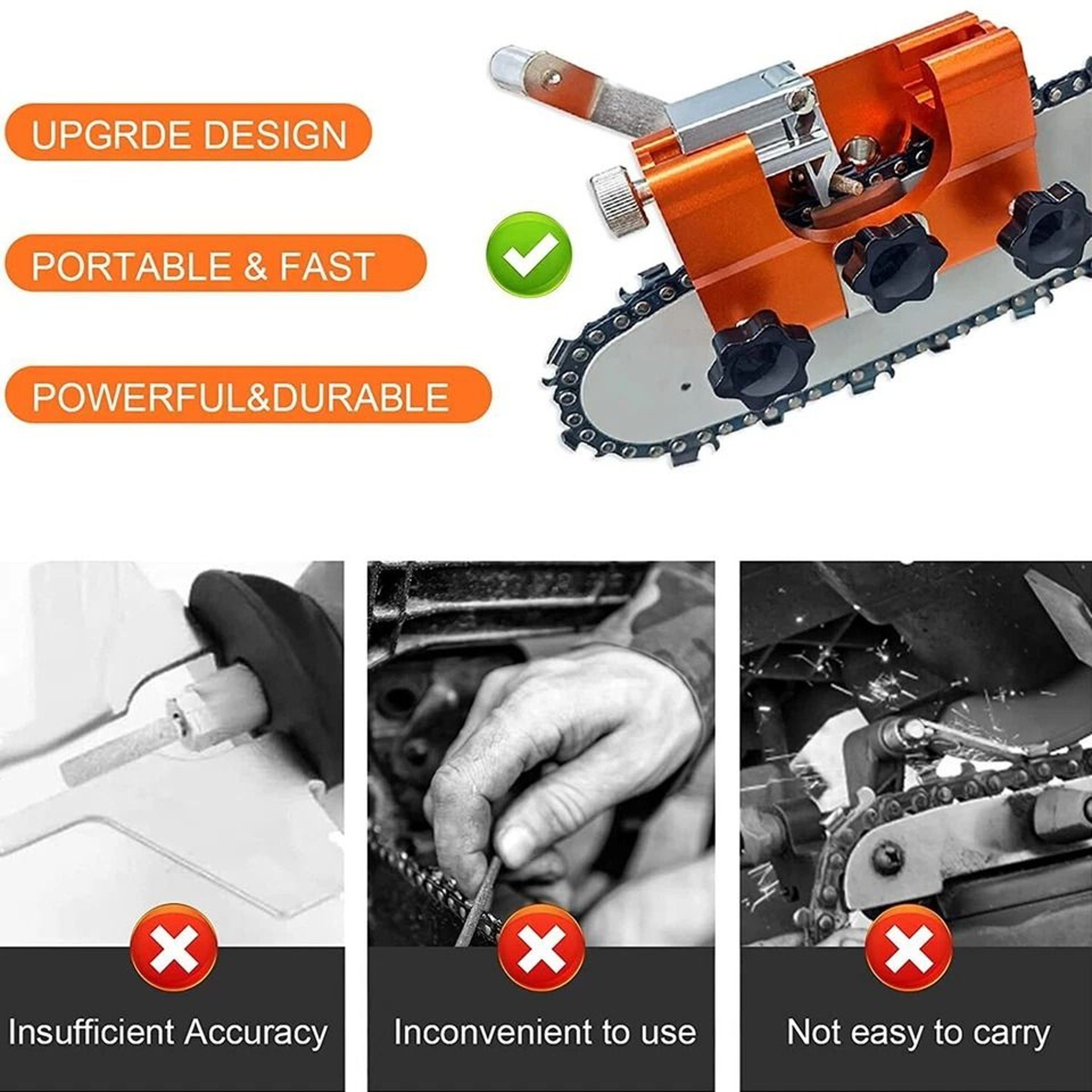 Portable Chainsaw Chain Sharpening Jig With Hand Crank  Sharpening Tool Set 7