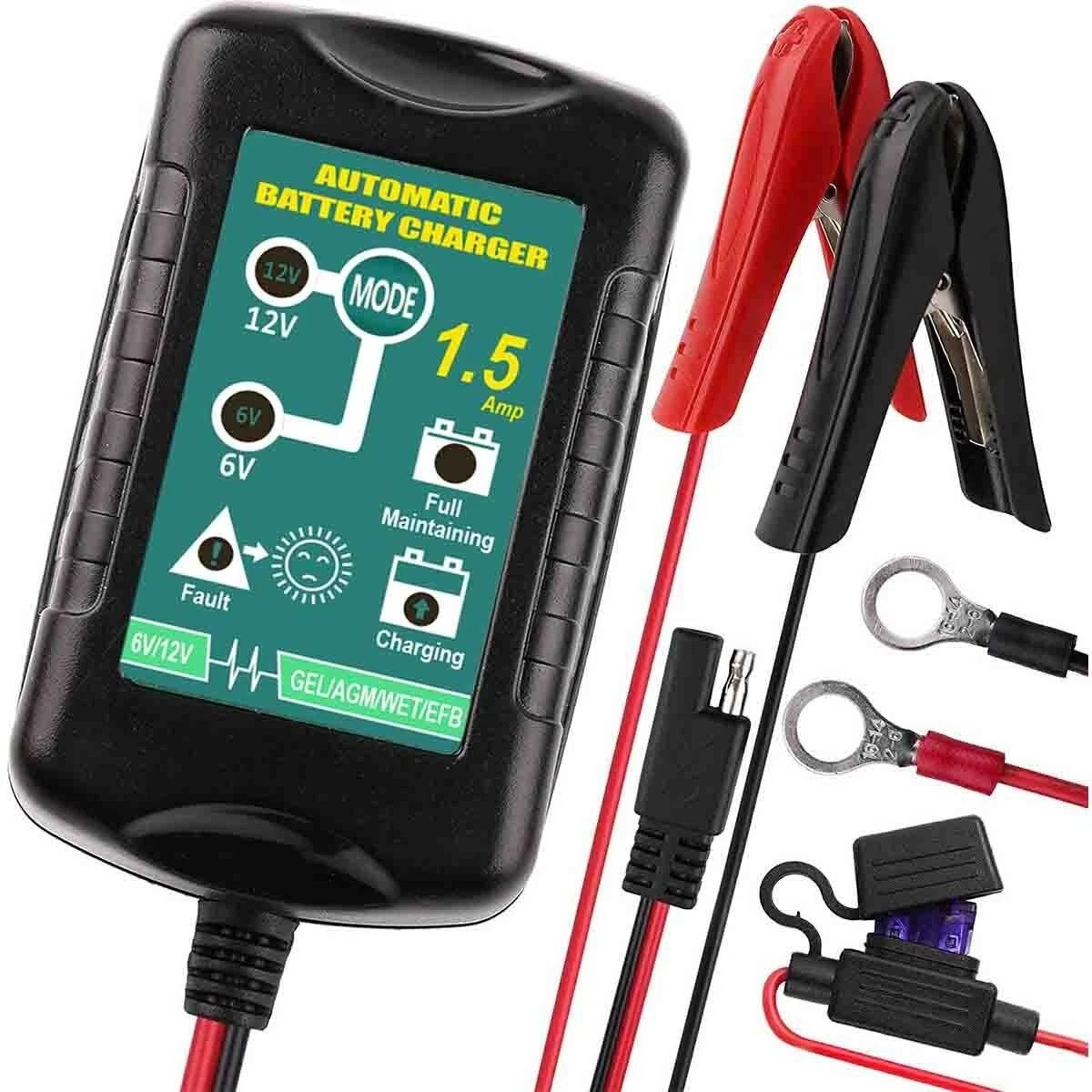 Automatic Battery Charger Maintainer Trickle  Float Mode For Motorcycle Car And ATV Smart Charging 8