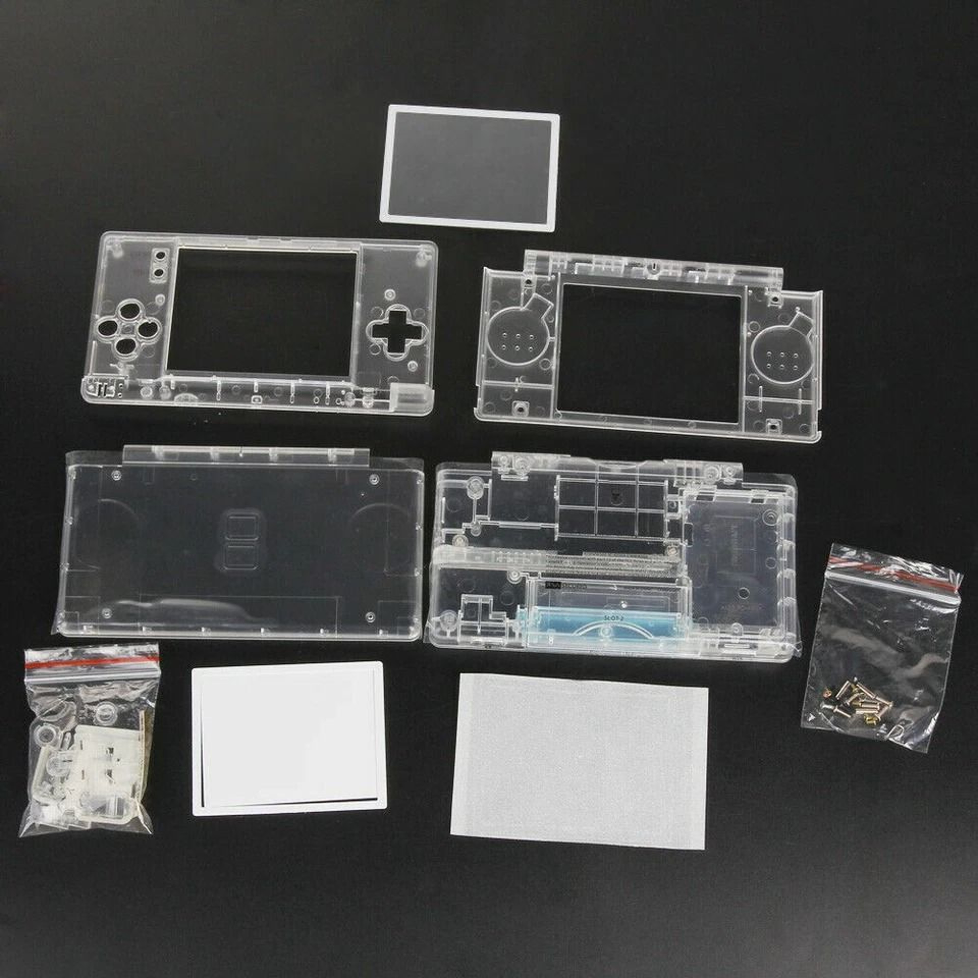 Full Replacement Housing Shell DS Lite Clear LCD Lens Buttons And Screws Set 4