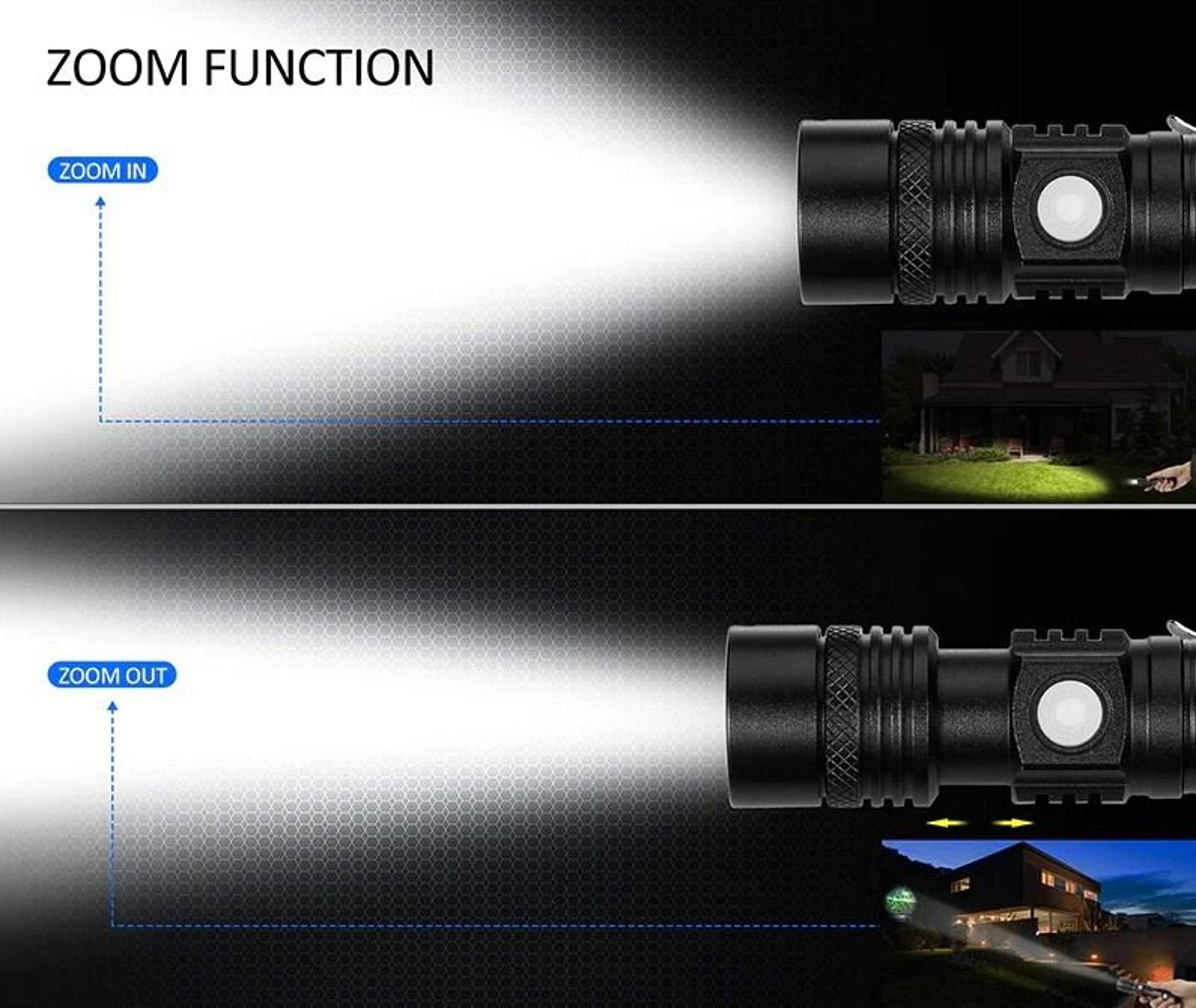 Rechargeable Tactical LED Flashlight Super Bright Zoomable USB Rechargeable Waterproof 1