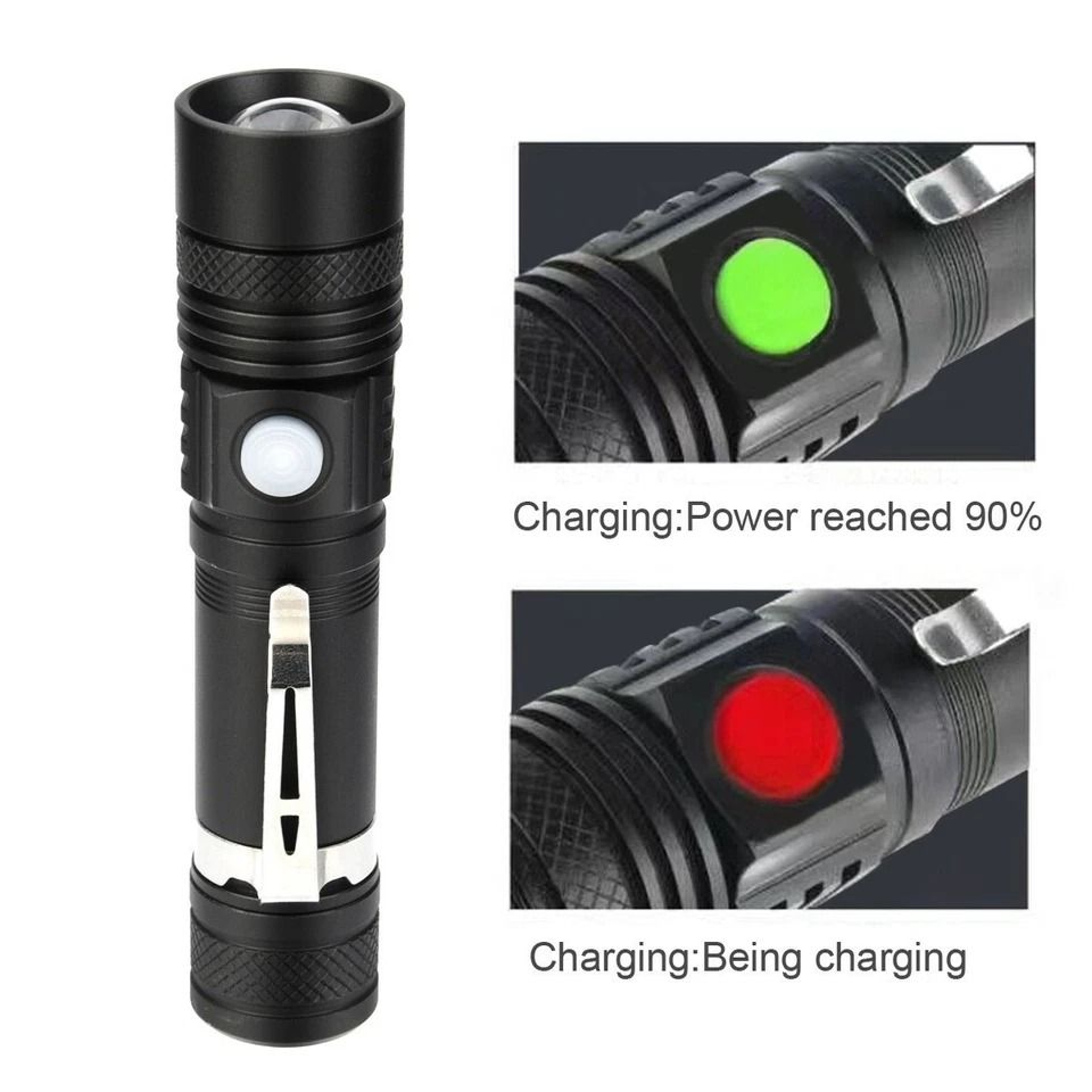 Rechargeable Tactical LED Flashlight Super Bright Zoomable USB Rechargeable Waterproof 6
