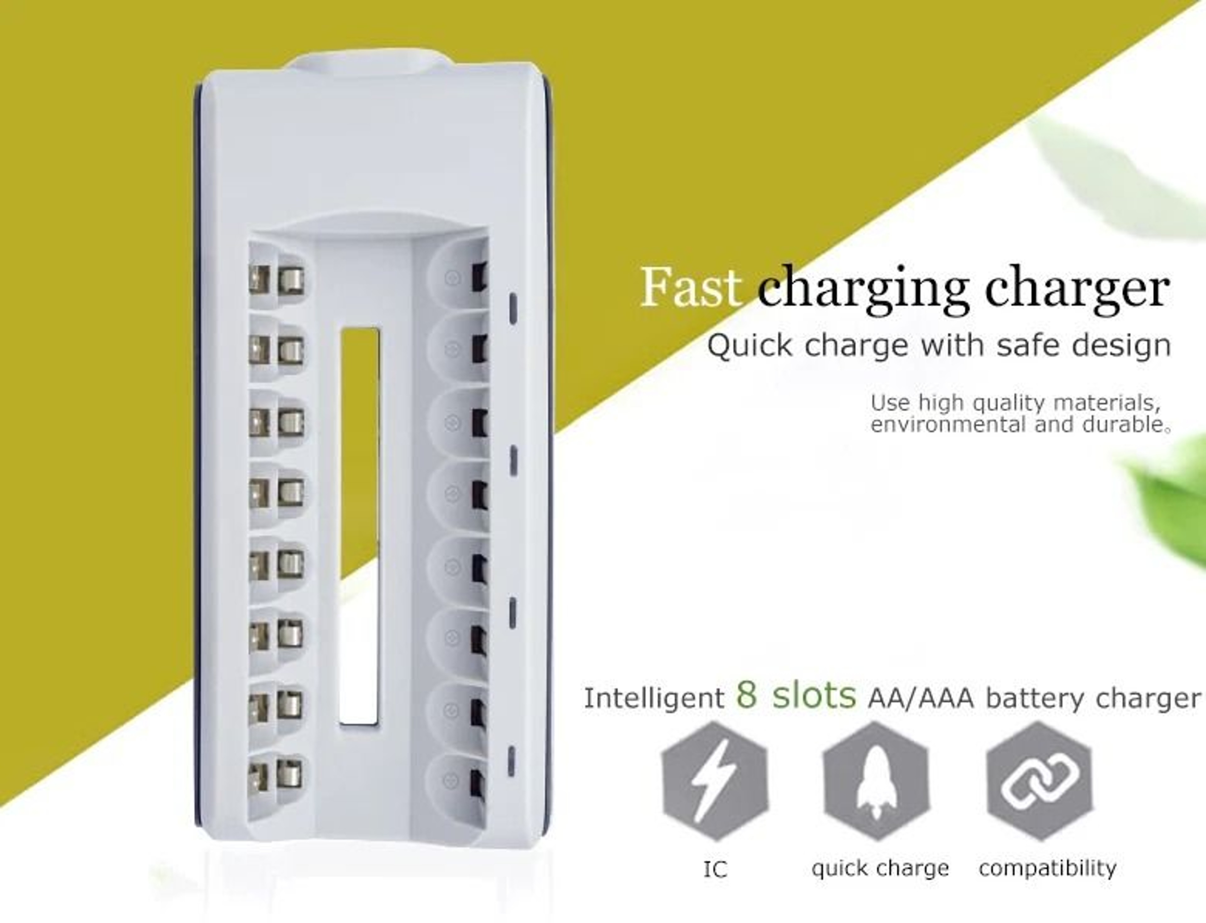 Rechargeable Battery Charger With 8 Slots Fast Charge 7