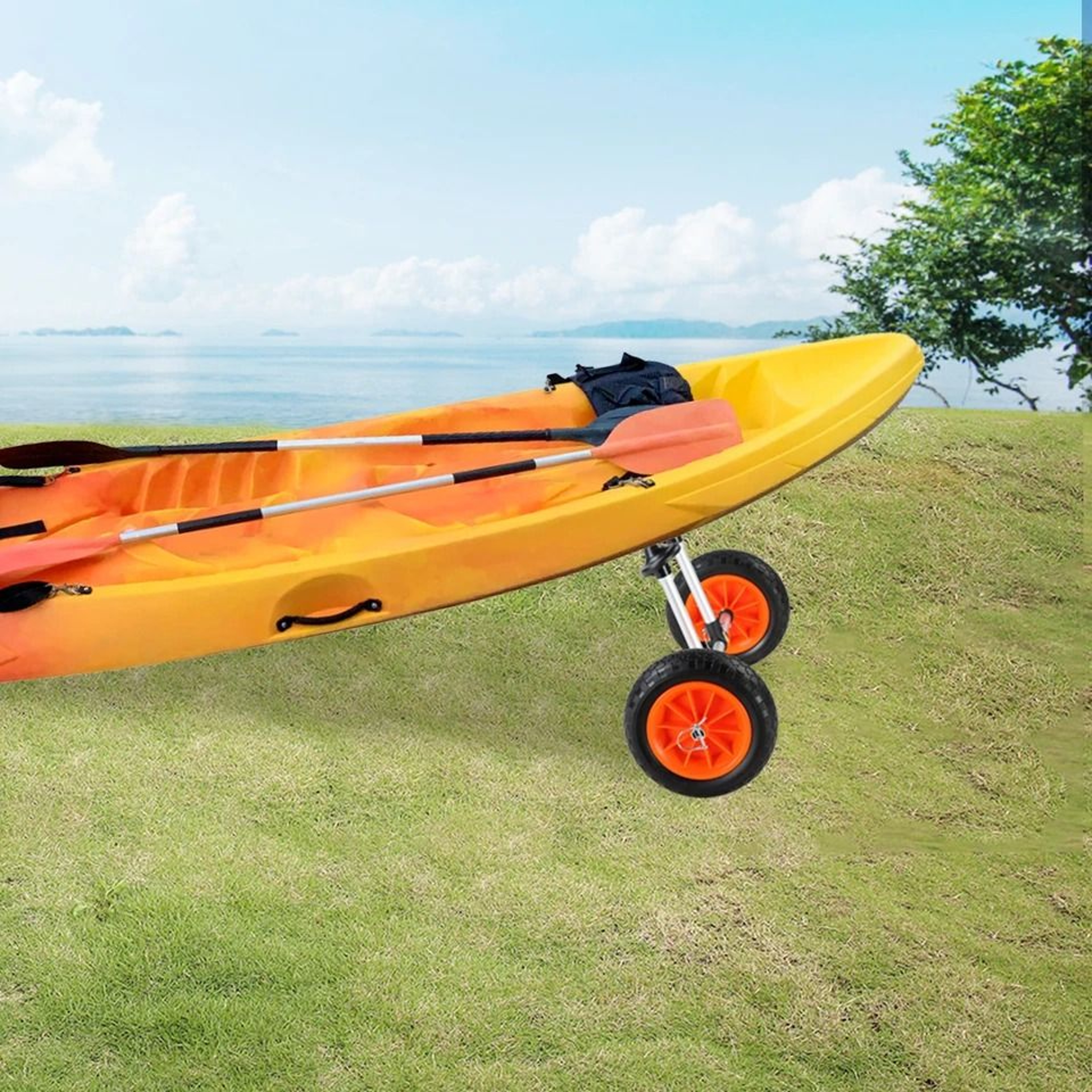 Adjustable Kayak Cart With Solid Tires For Canoe  Boat Carrier 0