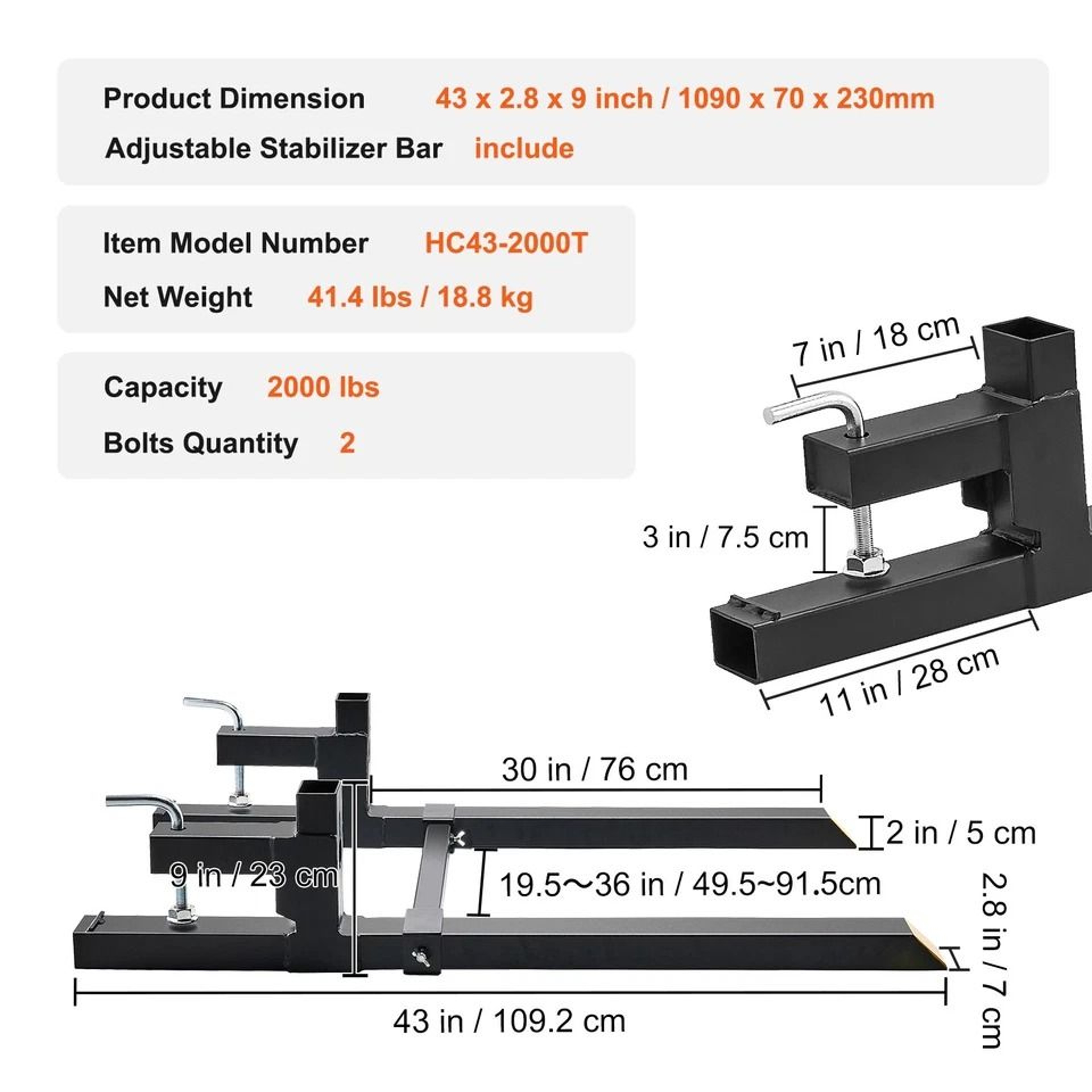 Adjustable Clamp On Pallet Forks For Tractor Perfect For Heavy Duty Lifting And Transporting 3