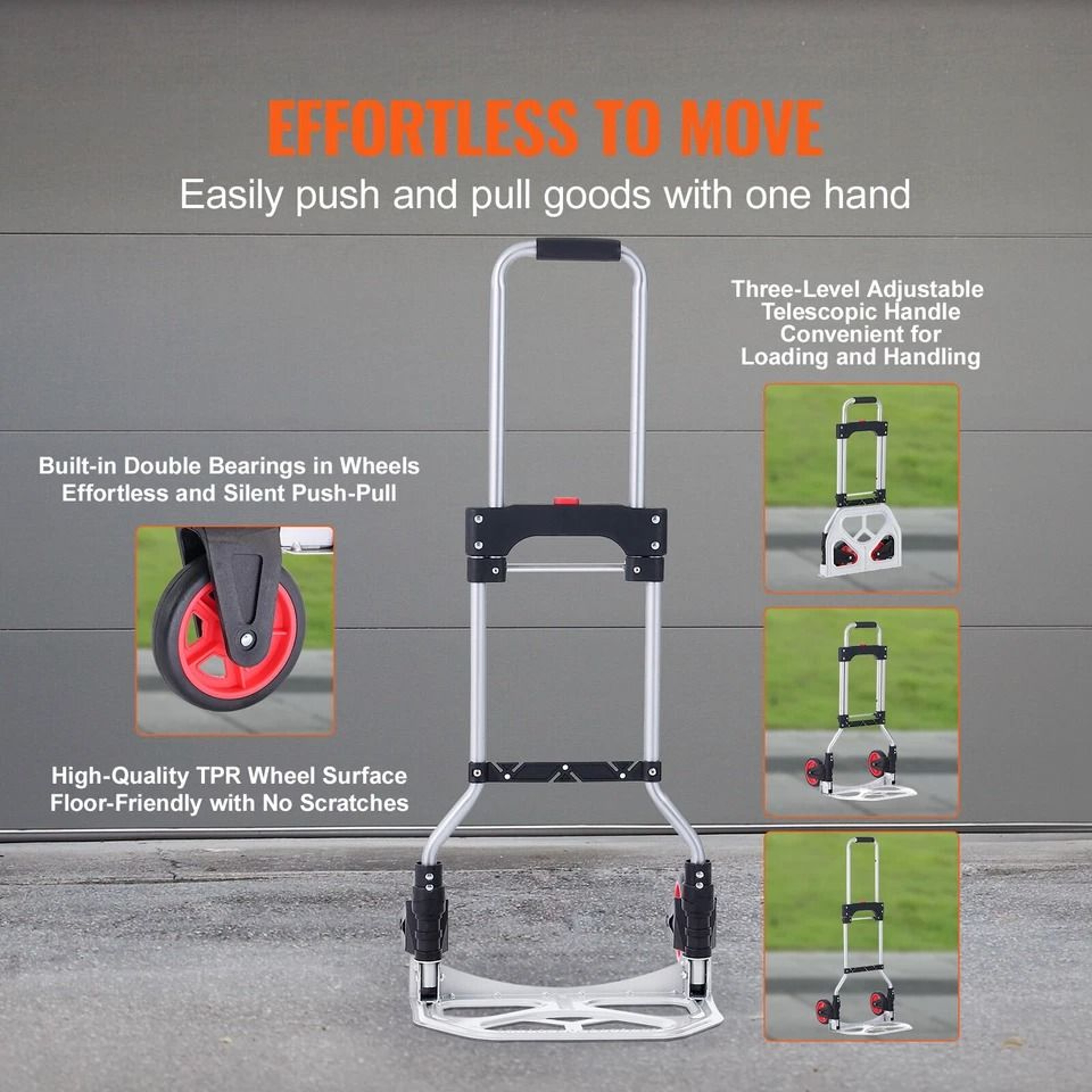 Folding Hand Truck Aluminum Trolley Cart Dolly With Bungee Cord 8