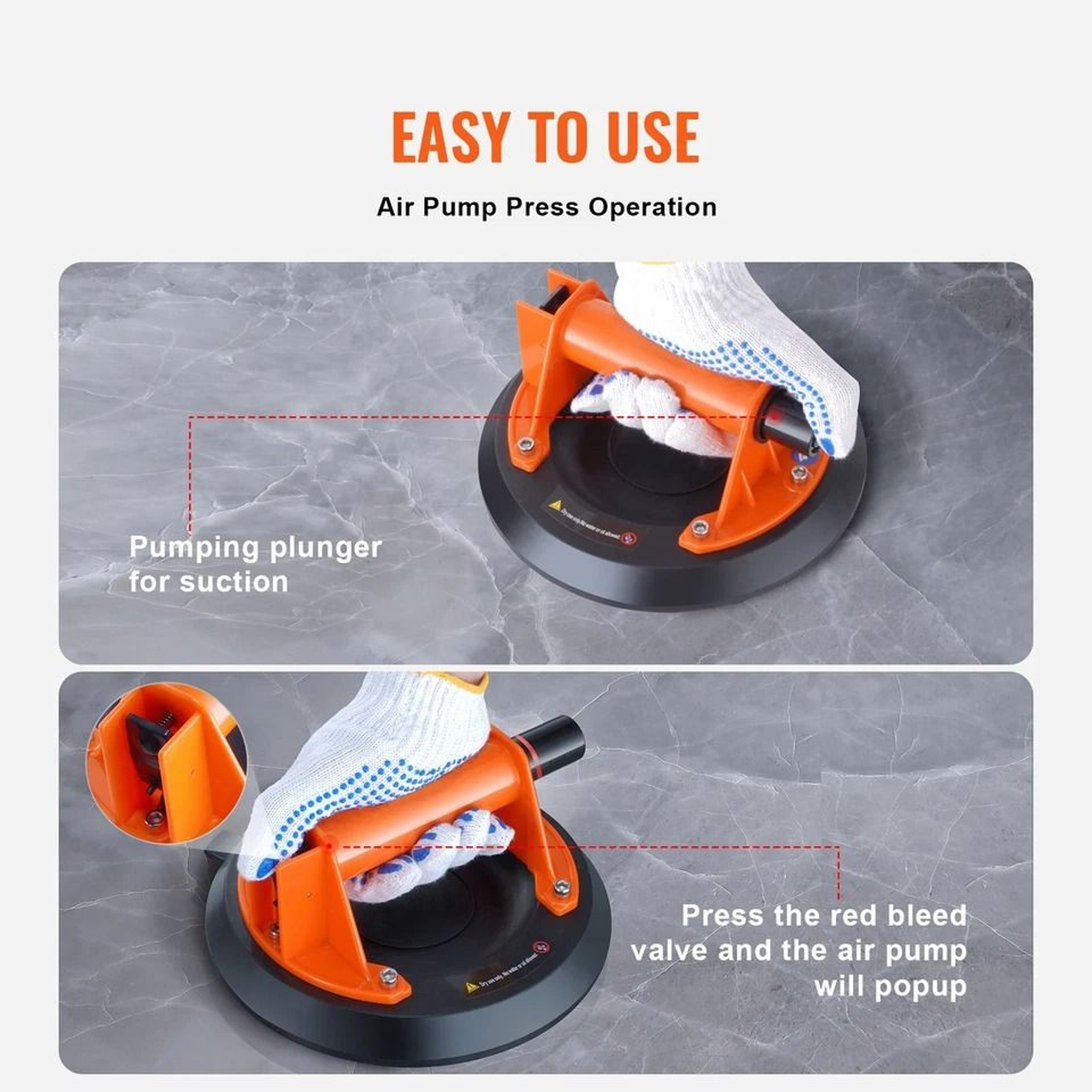 Vacuum Suction Cup Glass Lifter With ABS Handle  PP Box Heavy Duty Lifter For Glass  Tile Handling 4