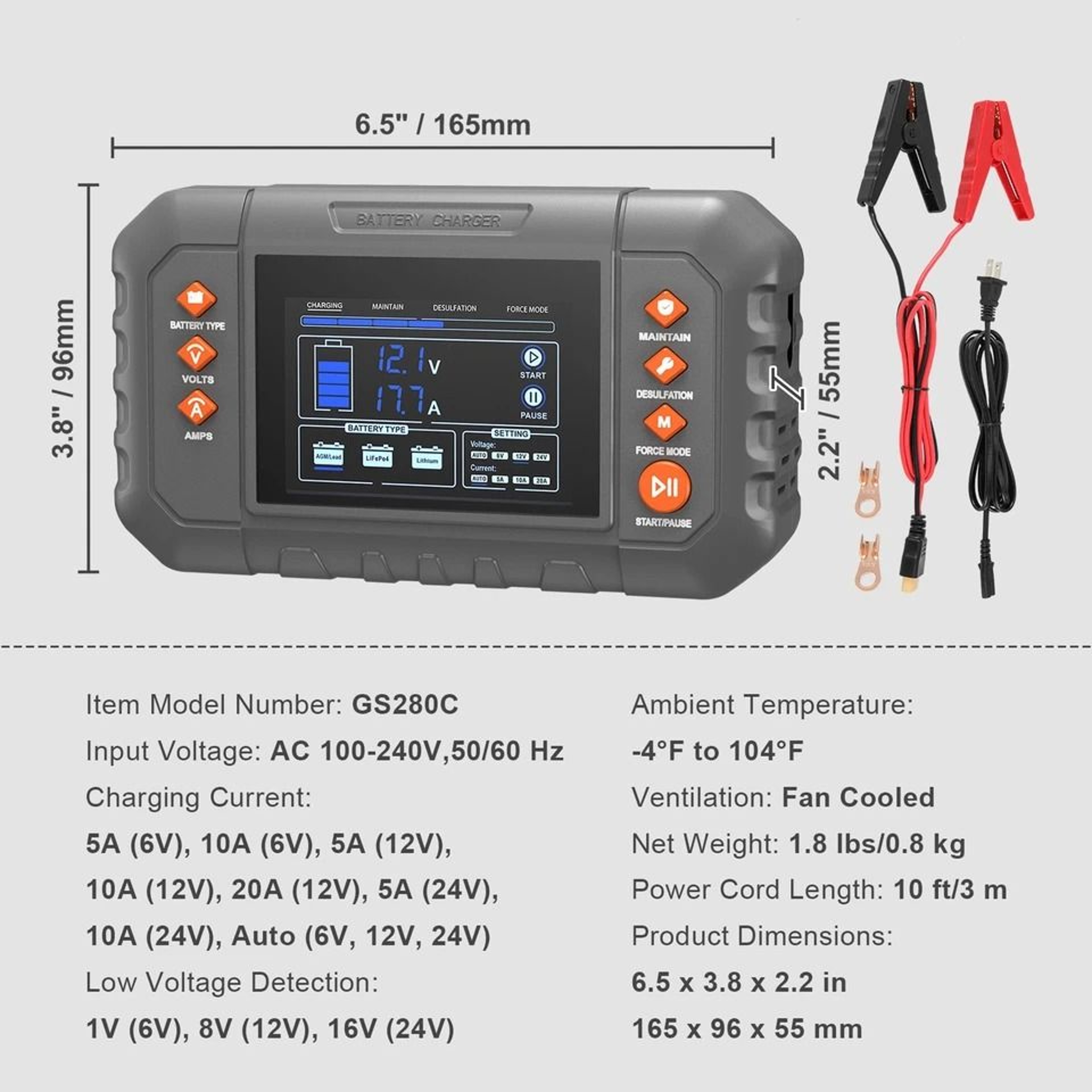 Smart Battery Charger For Lithium And Lead Acid Batteries Auto Range 3