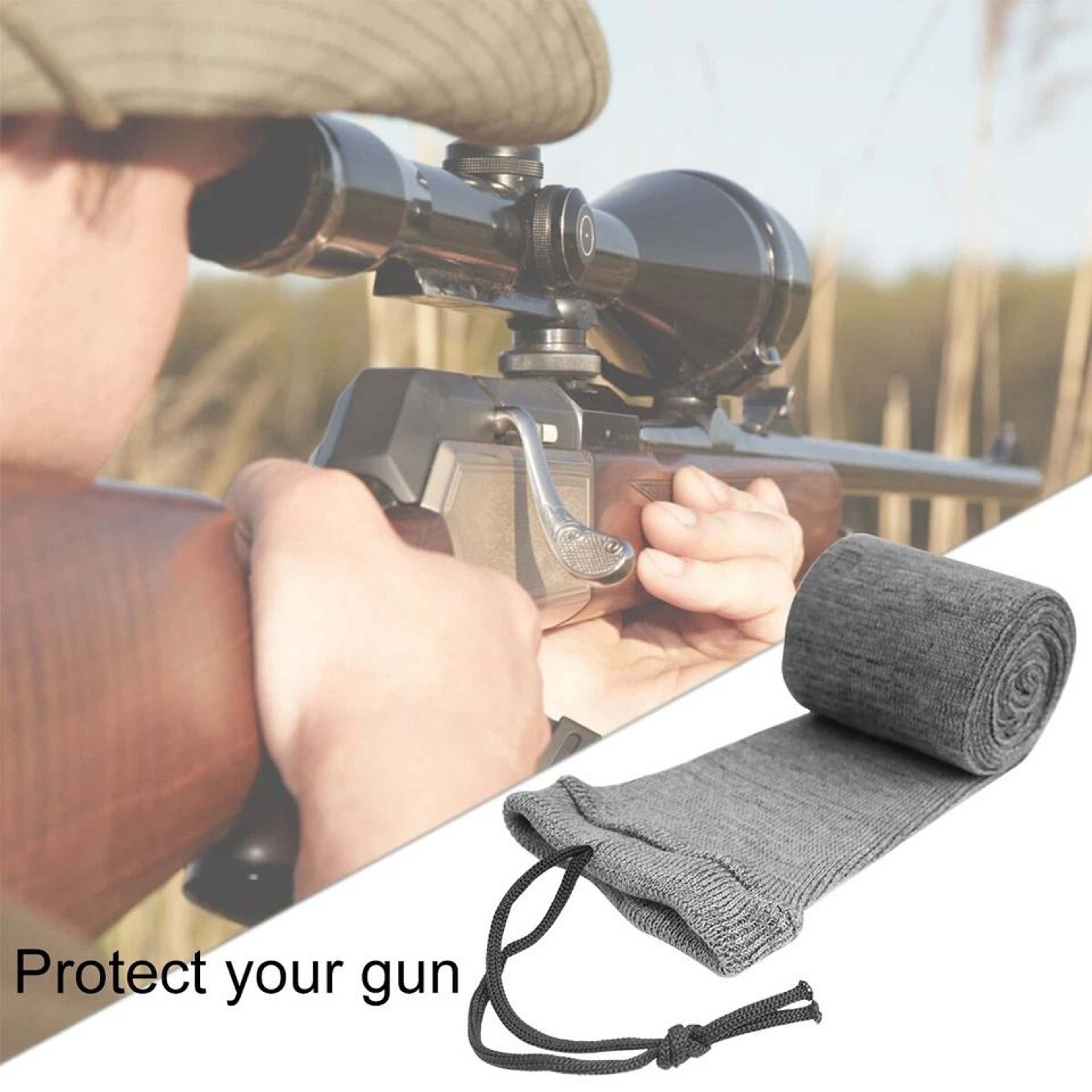 Gray Gun Sock Cover Silicone Treated Protection Storage Sleeve For Rifles And Shotguns 3