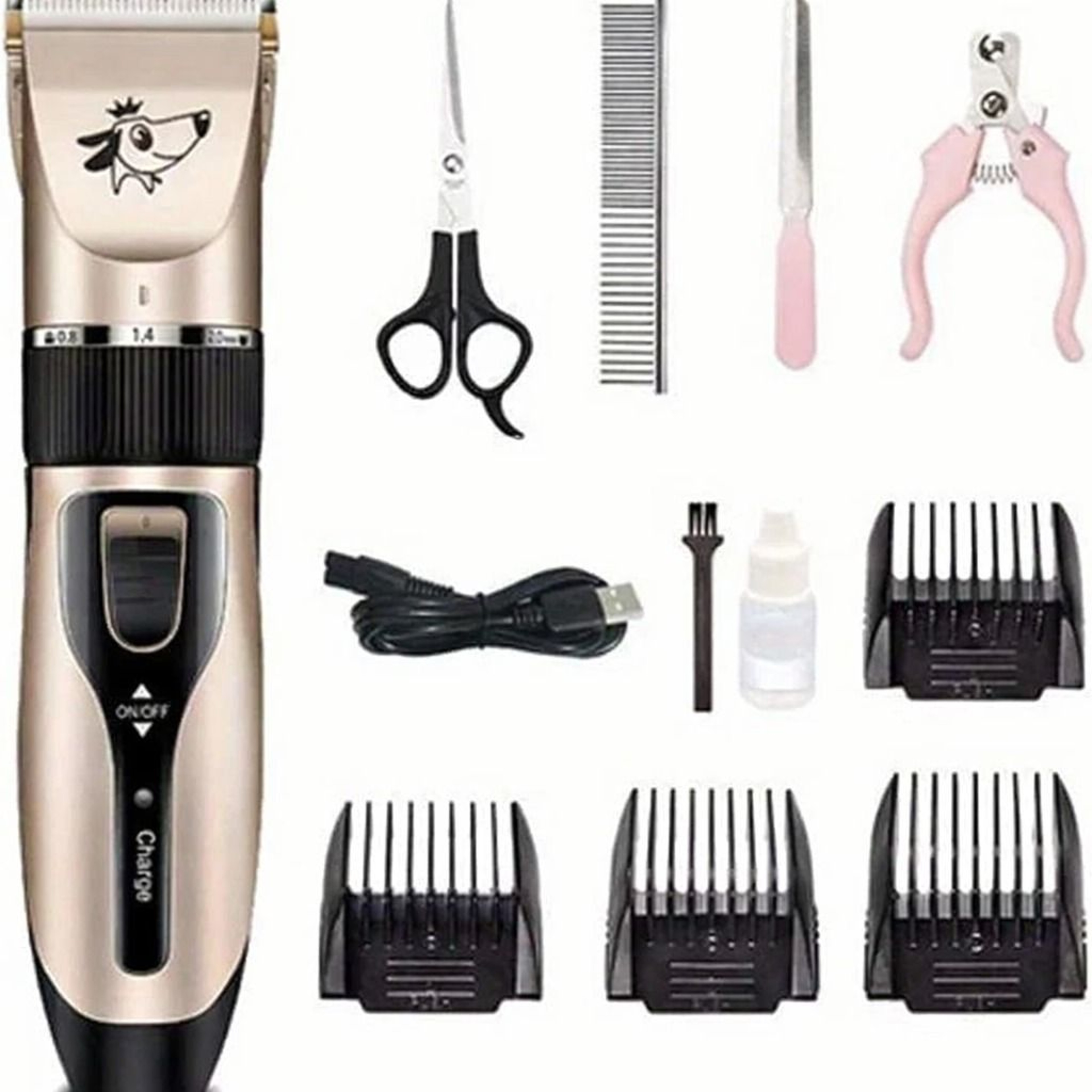 Rechargeable Cordless Pet Grooming Kit Electric Hair Clipper  Trimmer Set For Dogs  Cats 7