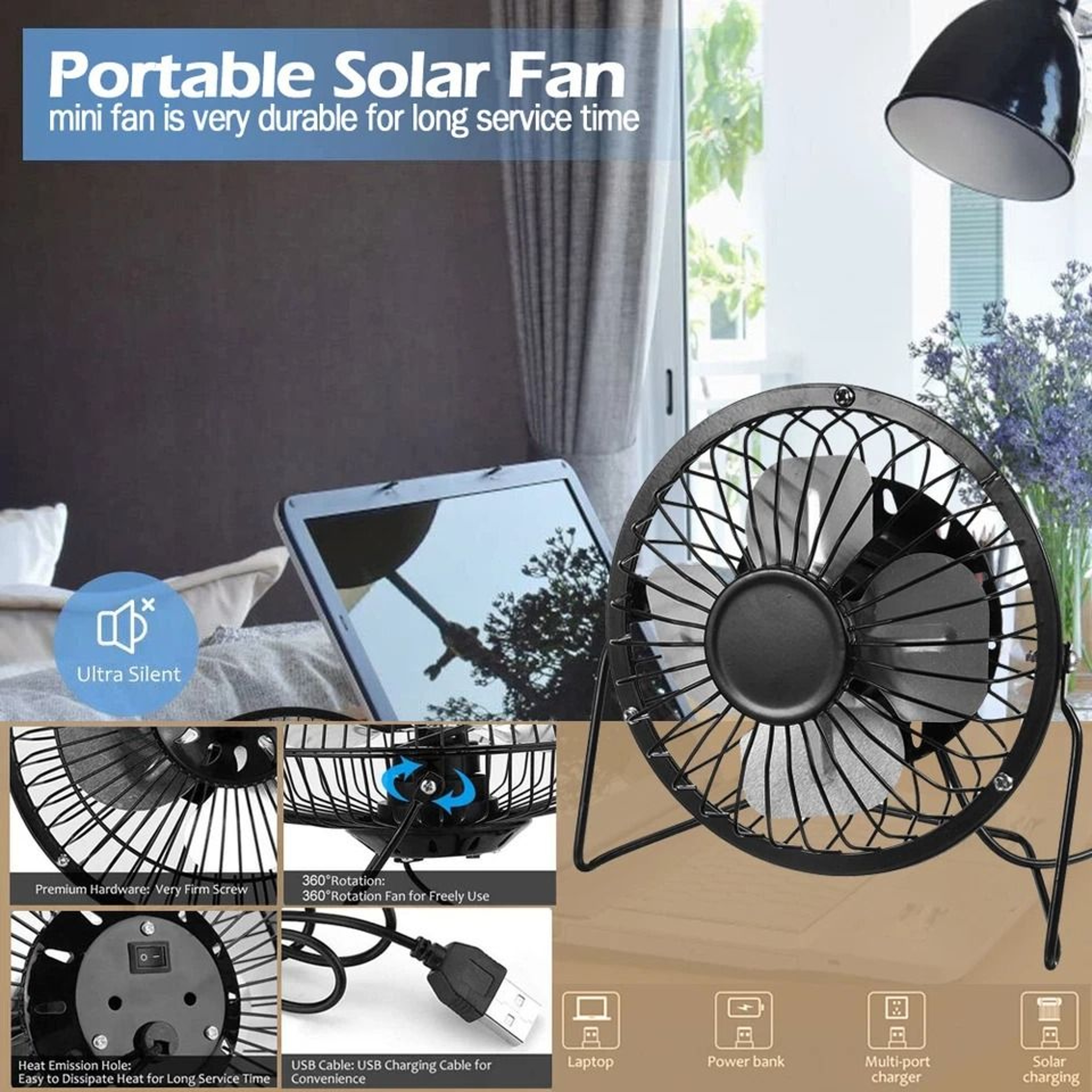 Solar Powered Fan For Greenhouses Pets And Chicken Houses Portable Mini Ventilator 10