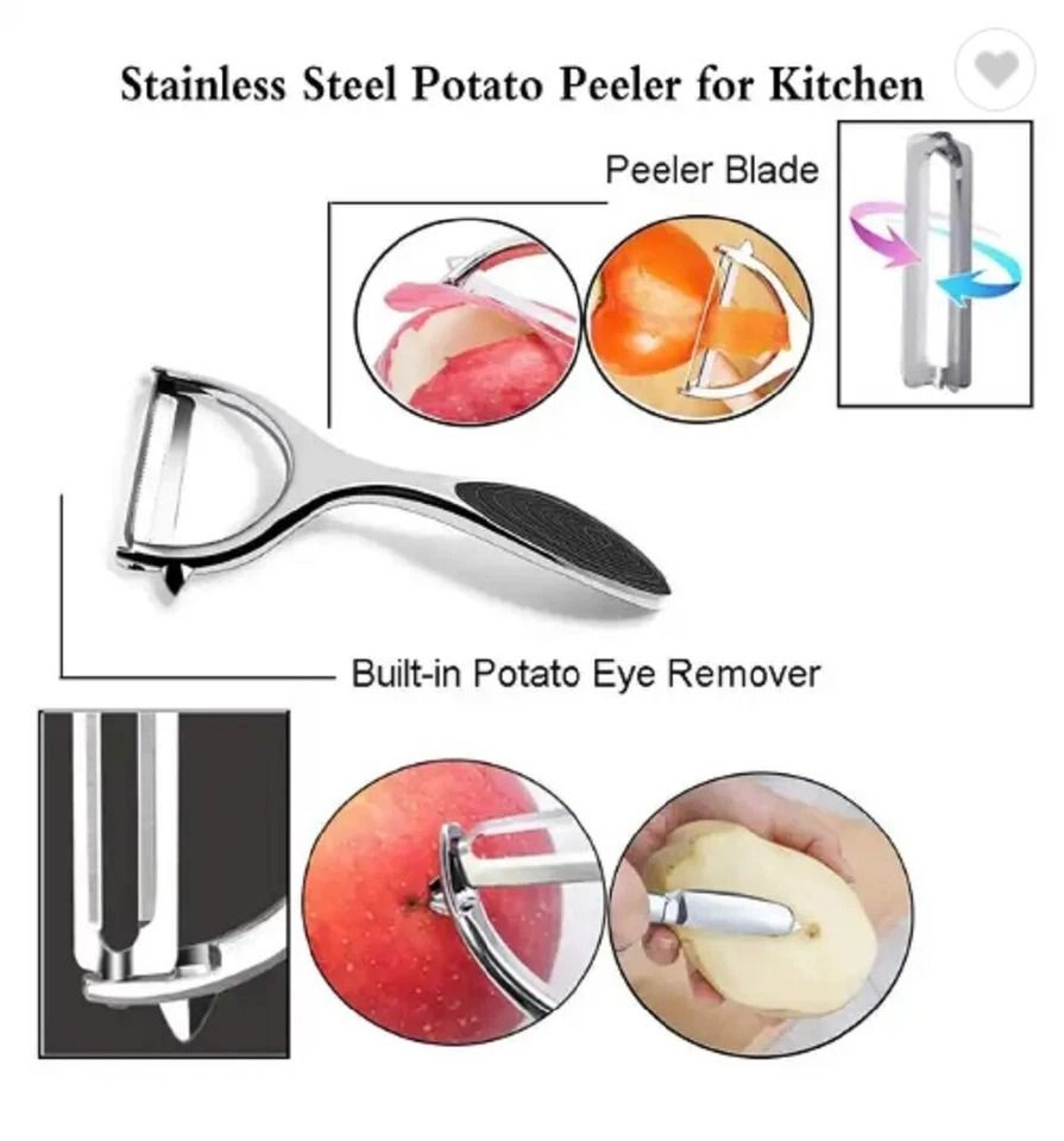 Stainless Steel Vegetable Peeler Set NonSlip Handle For Potatoes Carrots  More 2