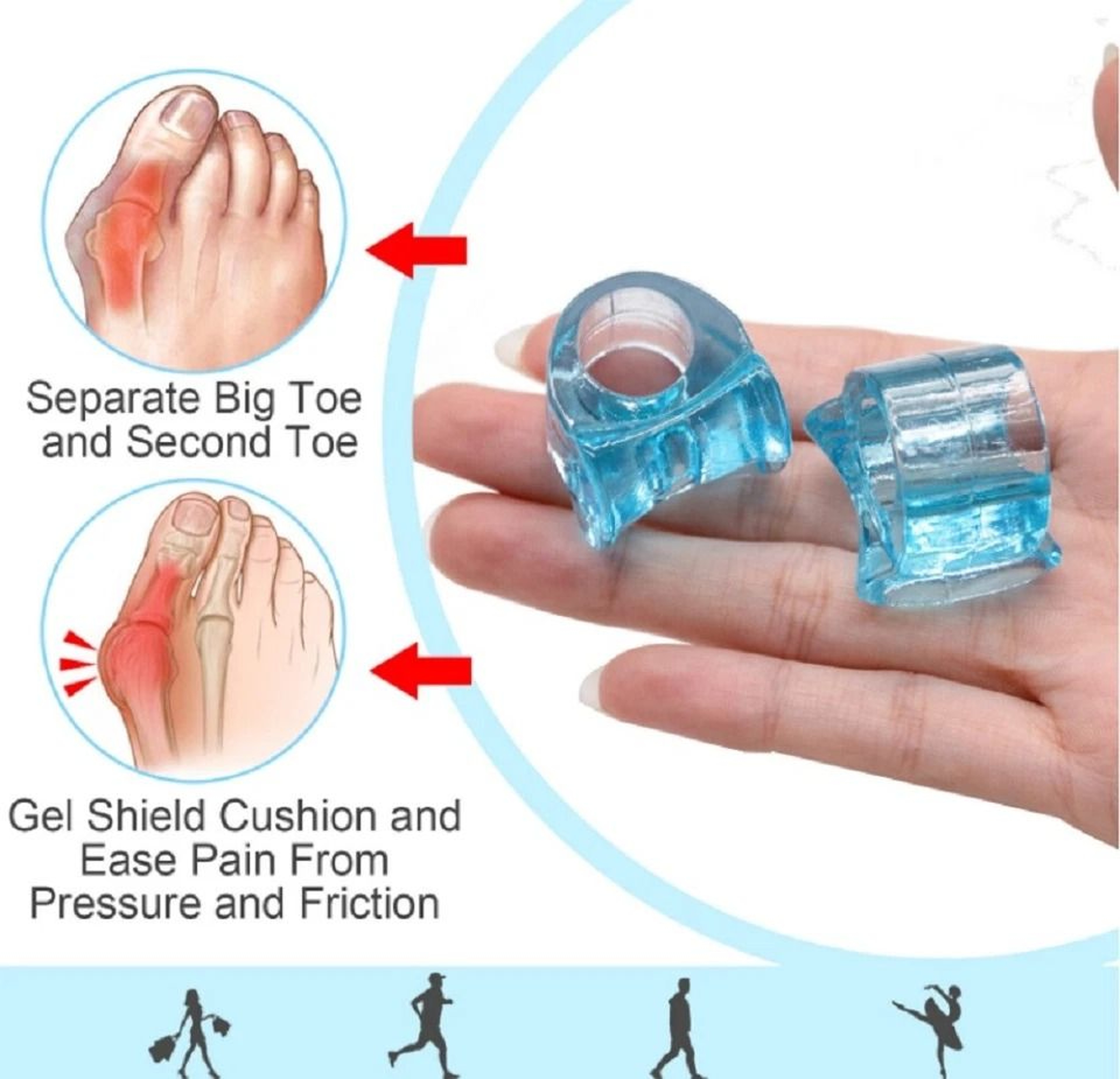 Silicone Gel Bunion Corrector  Toe Separator For Pain Relief Orthotic Spacer For Comfort 4