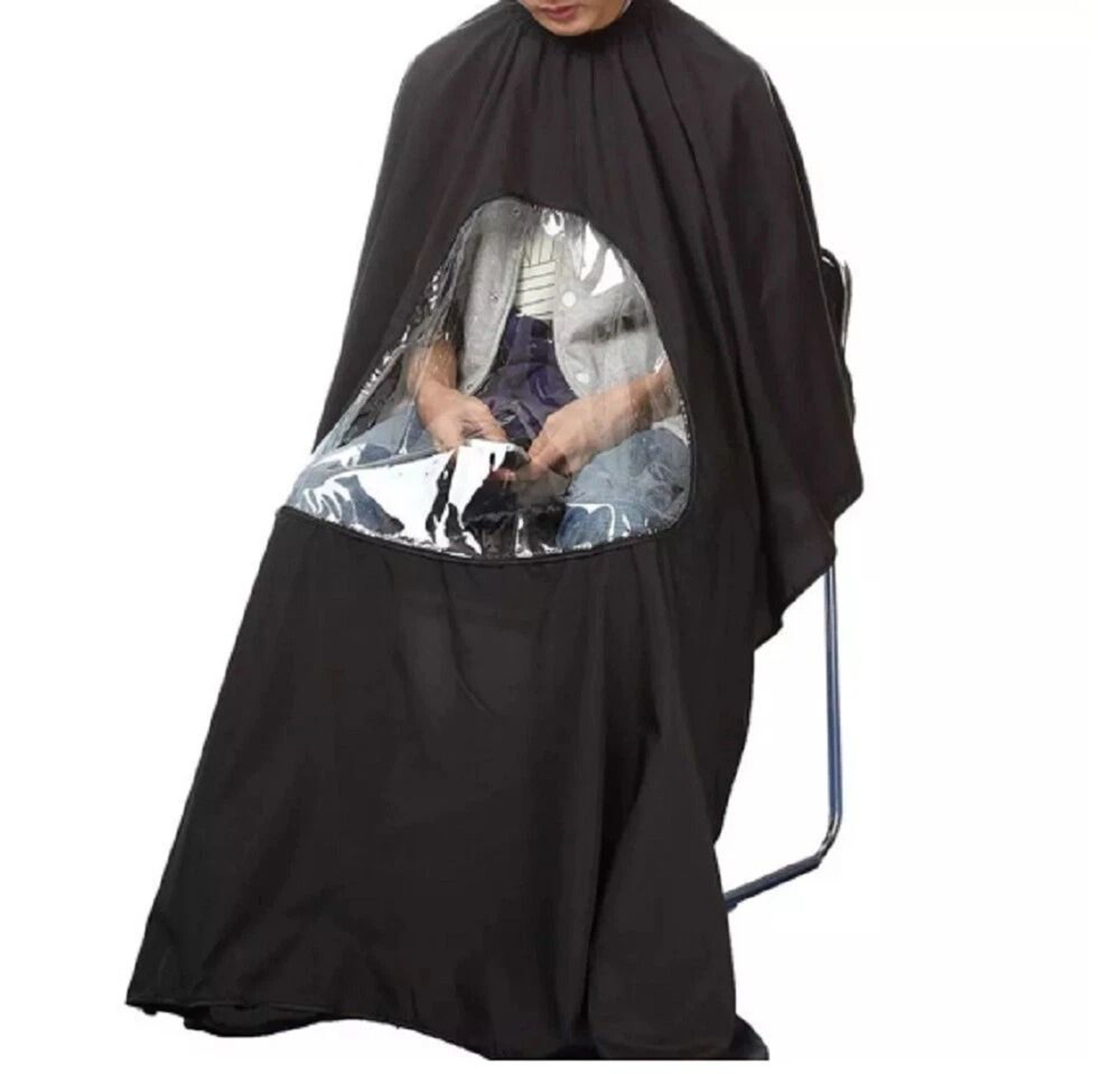 Hair Cutting Cape With Viewing Window Salon Barber Drape For Client Comfort And Precision 0