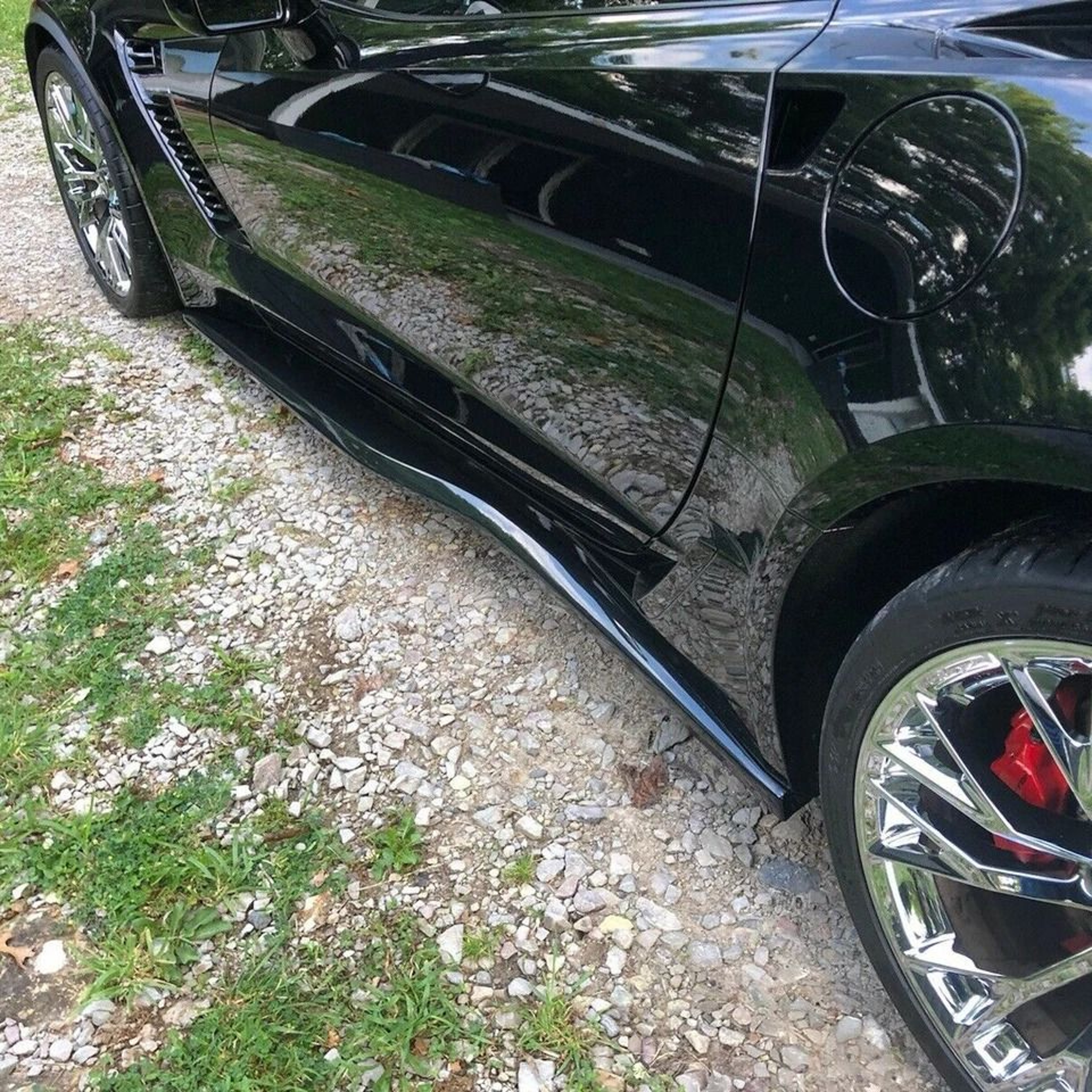 Black Z06 Style Side Skirt Extensions Splitter 8