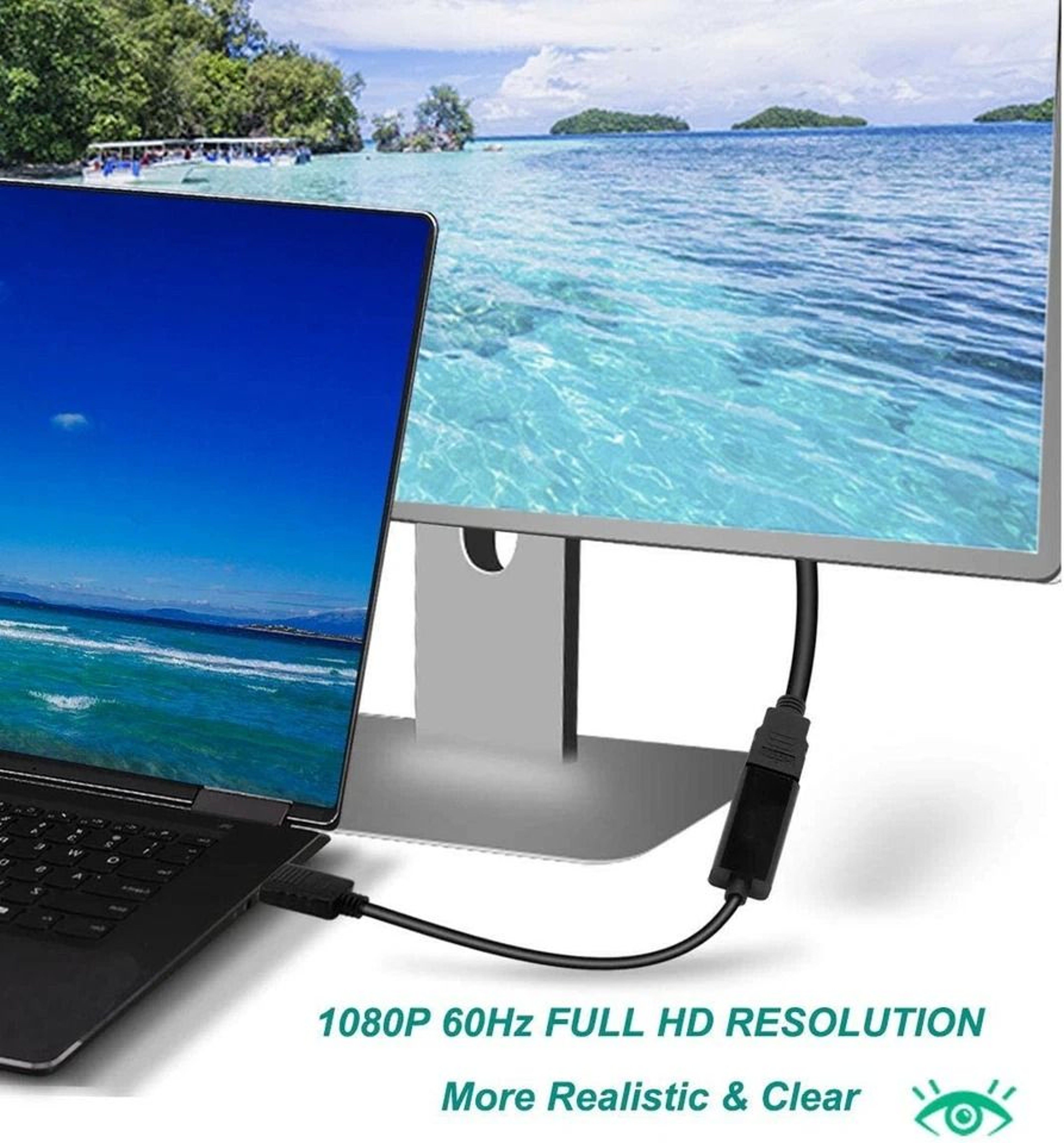 Display Port To HDMI Adapter Male To Female Converter For 1080p HD Video And Audio 2