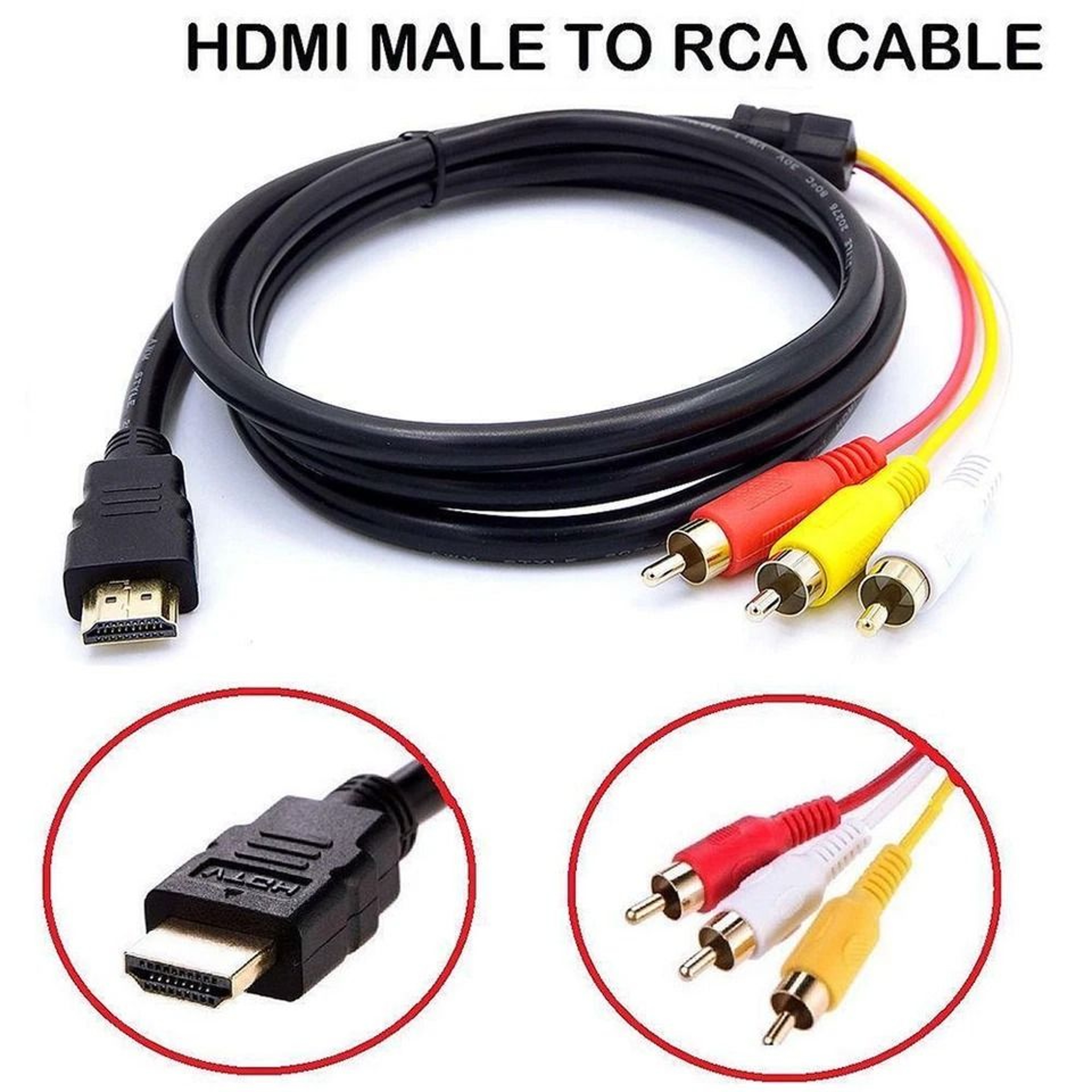 HDMI To RCA AV Converter Cable HDTV Audio Video Adapter 8