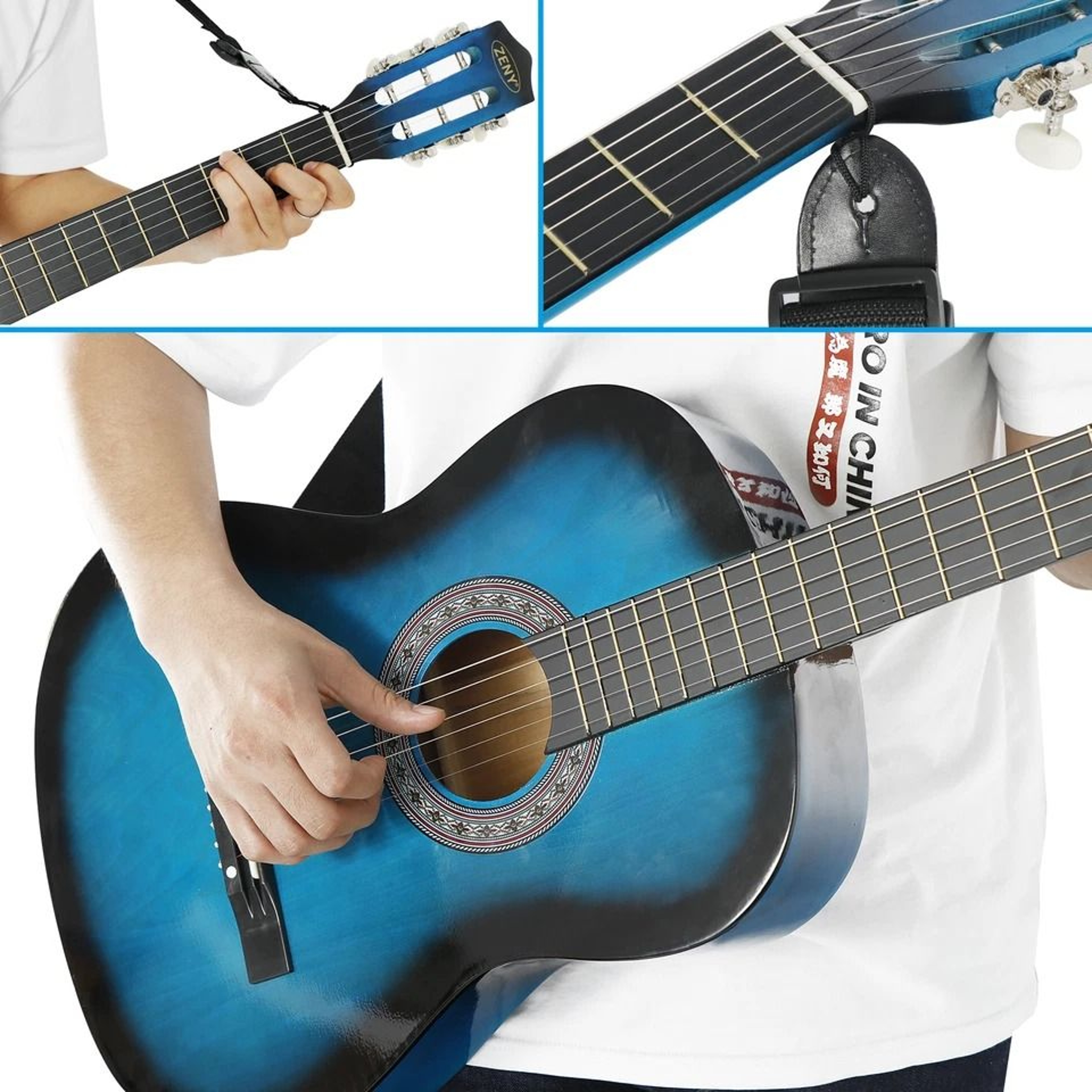 Beginner Acoustic Guitar Starter Kit With Case Tuner Strap Picks And Strings 10