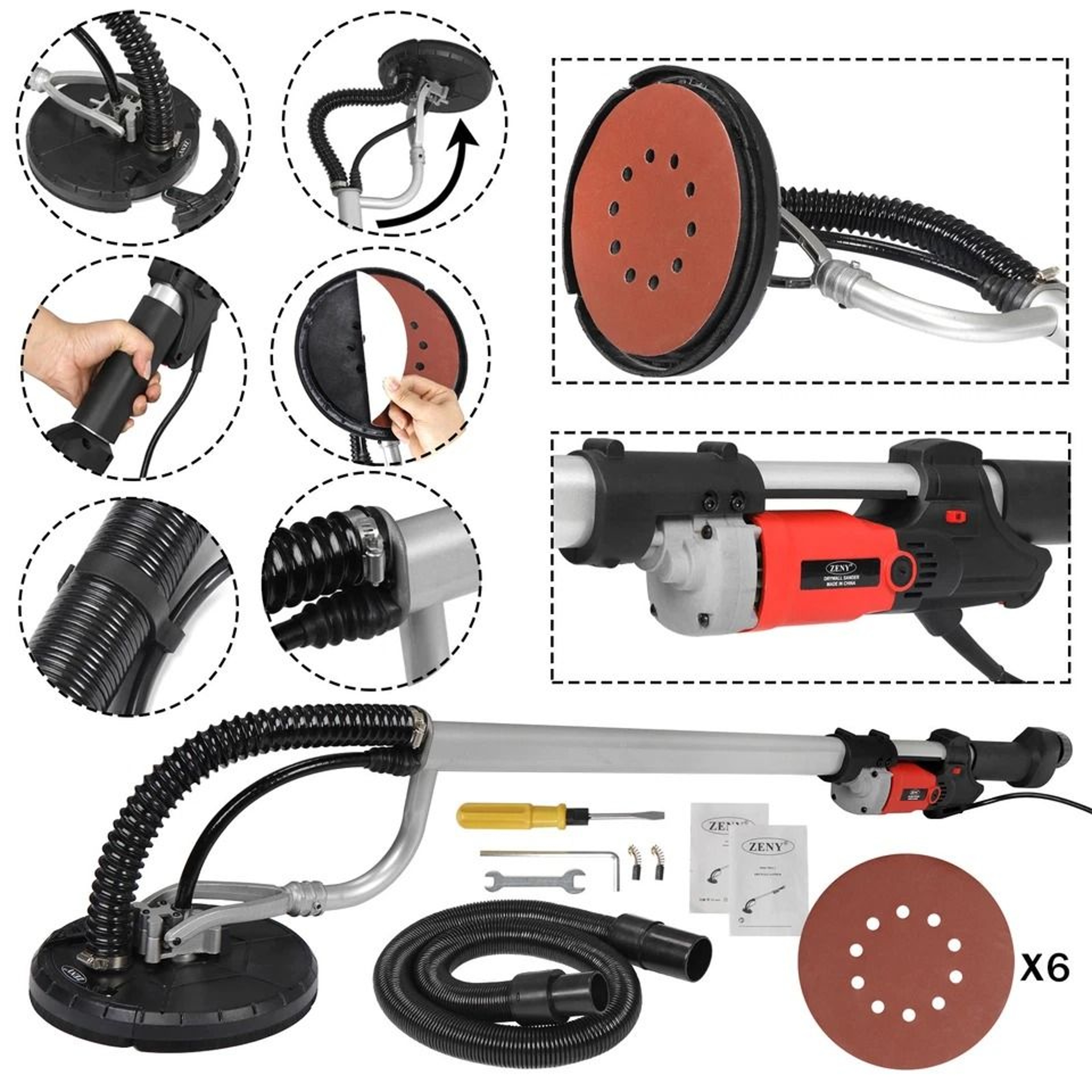 Adjustable Electric Drywall Sander Variable Speed Wall Ceiling Finishing Tool 6