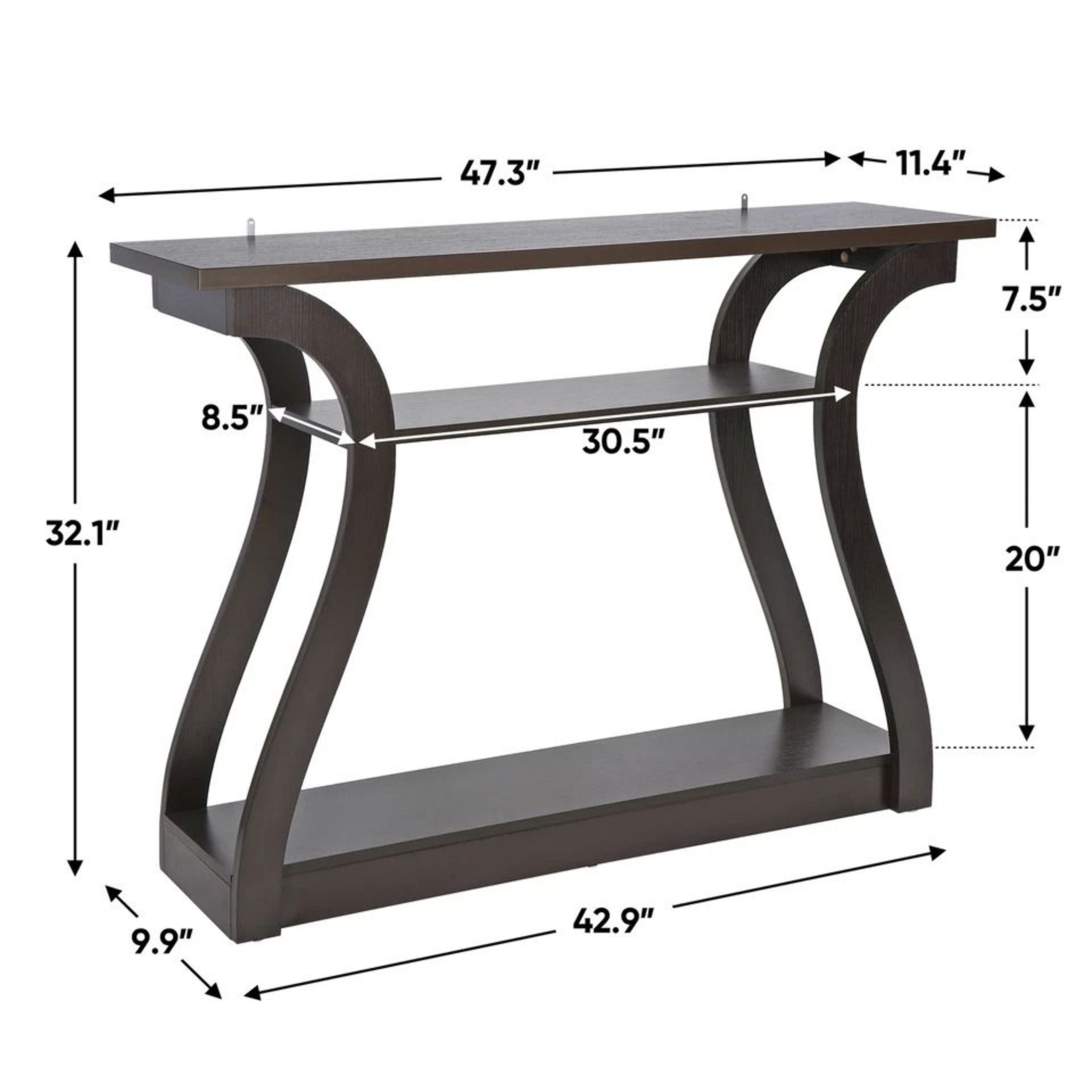 Modern Industrial Console Table Narrow Entryway Sofa Table With Storage Shelf 4
