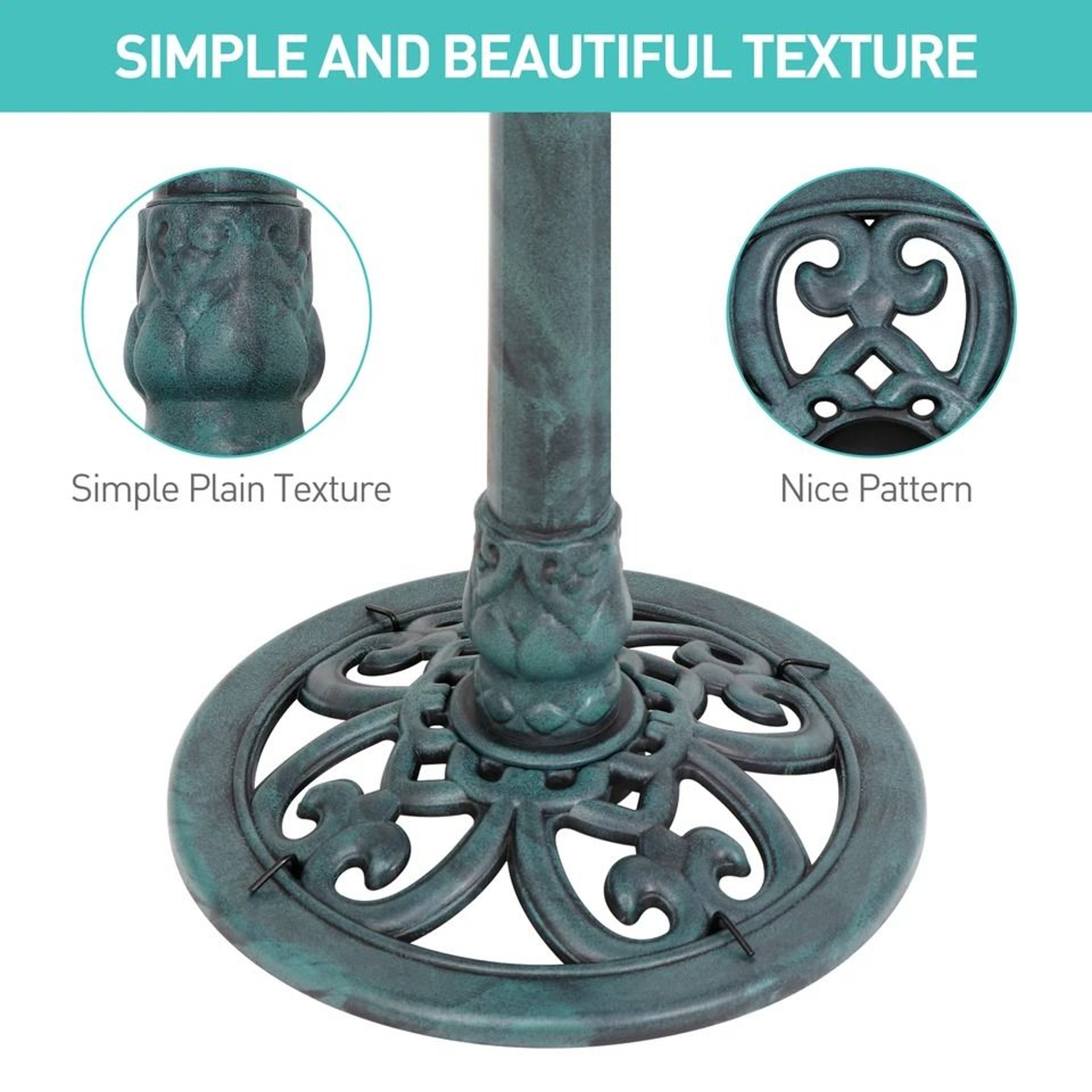 Antique Garden Bird Bath Pedestal Outdoor Decorative Birdbath With Stable Planter Base 5