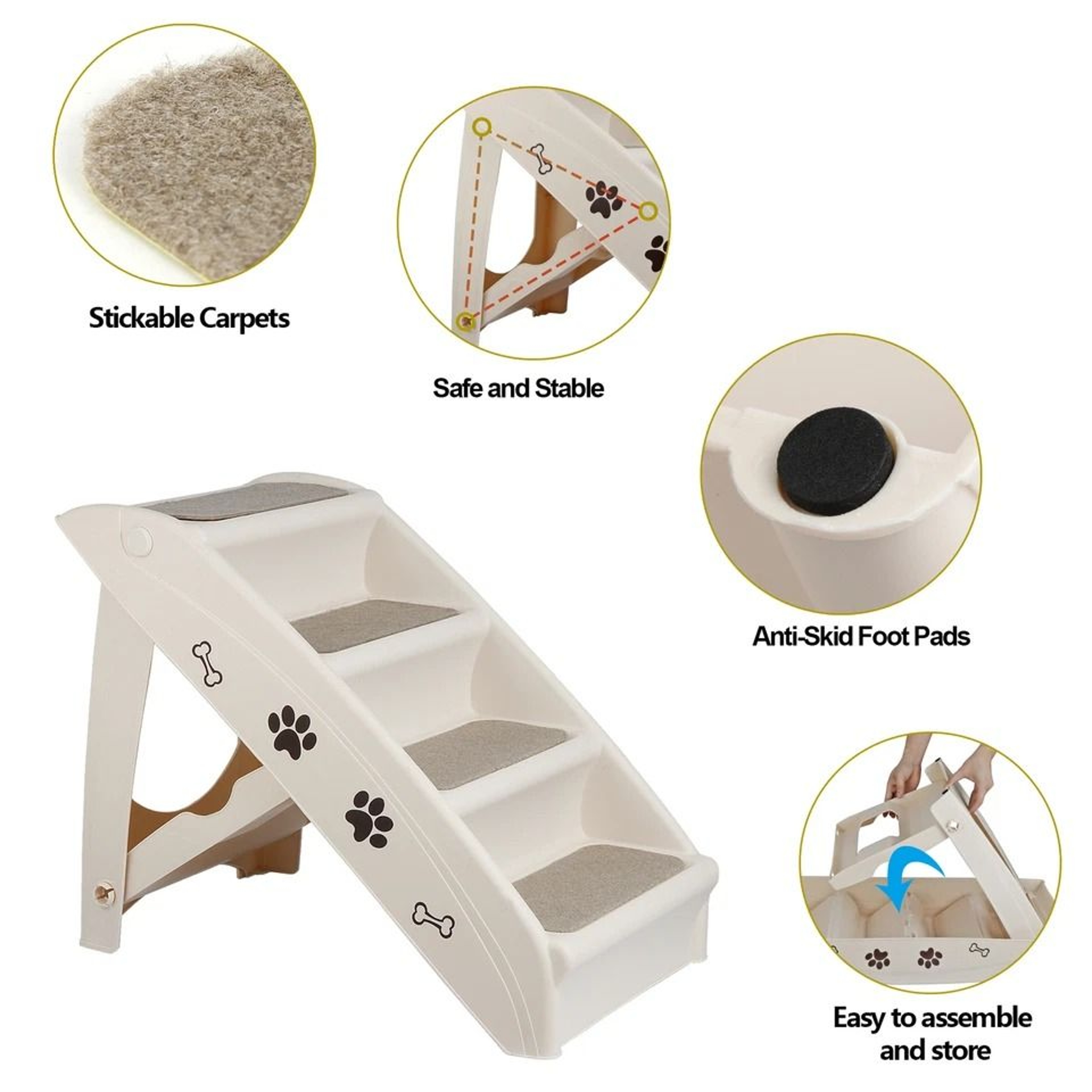 Foldable Pet Dog Stairs Lightweight Portable Dog Steps For Bed Couch Car 10