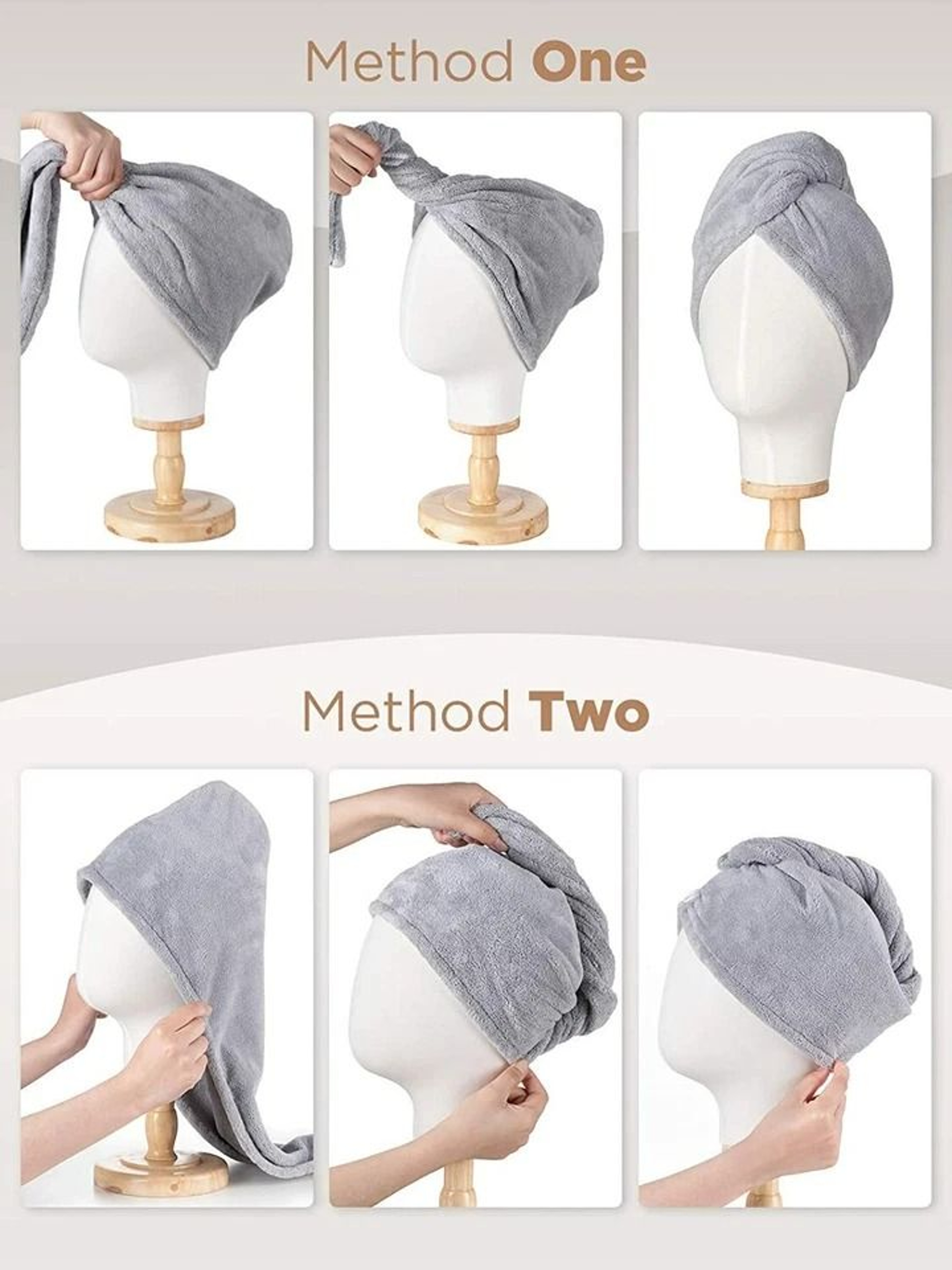 Quick Dry Microfiber Hair Towel Turban Wrap Soft Absorbent Shower Bath Cap 2
