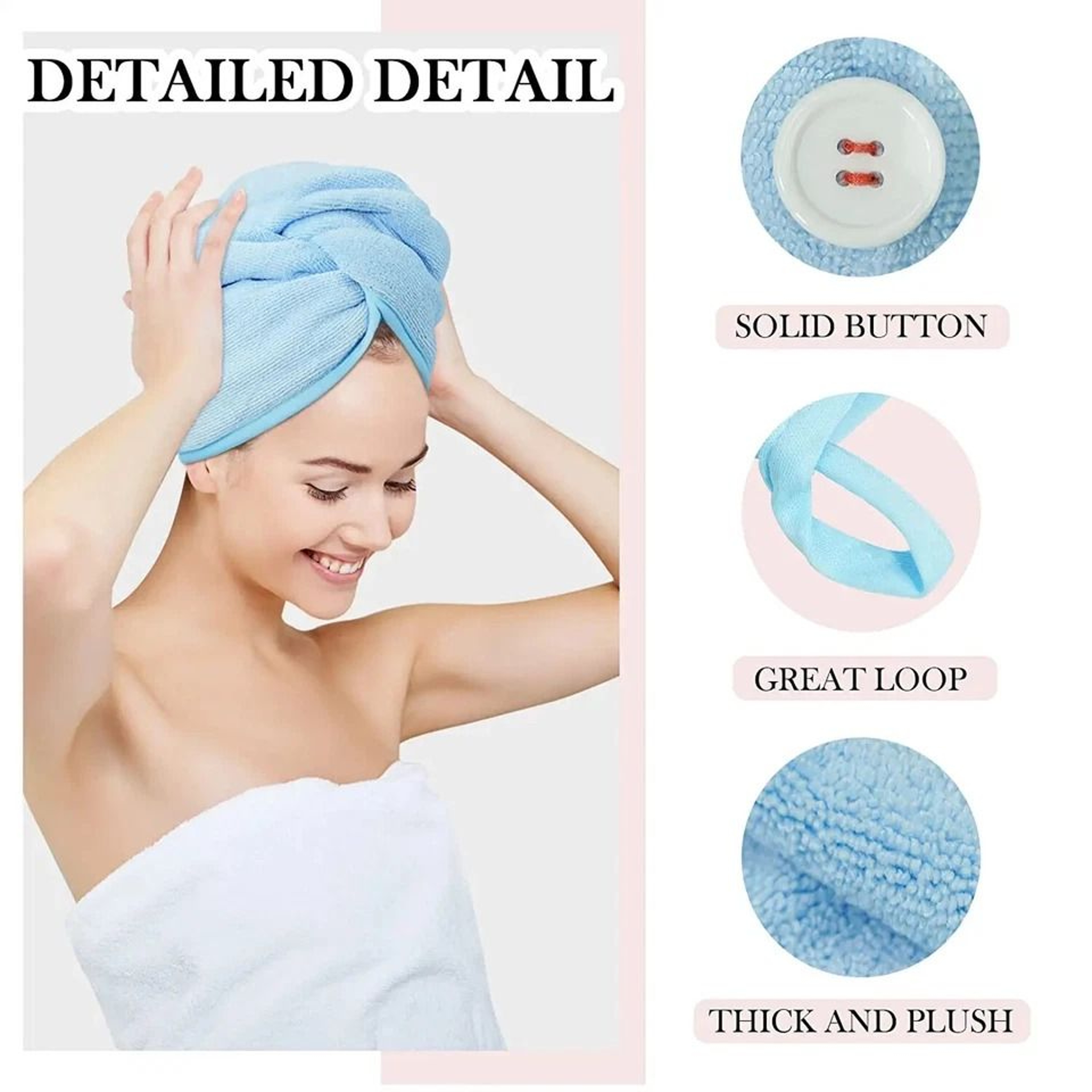 Quick Dry Microfiber Hair Towel Turban Wrap Soft Absorbent Shower Bath Cap 4