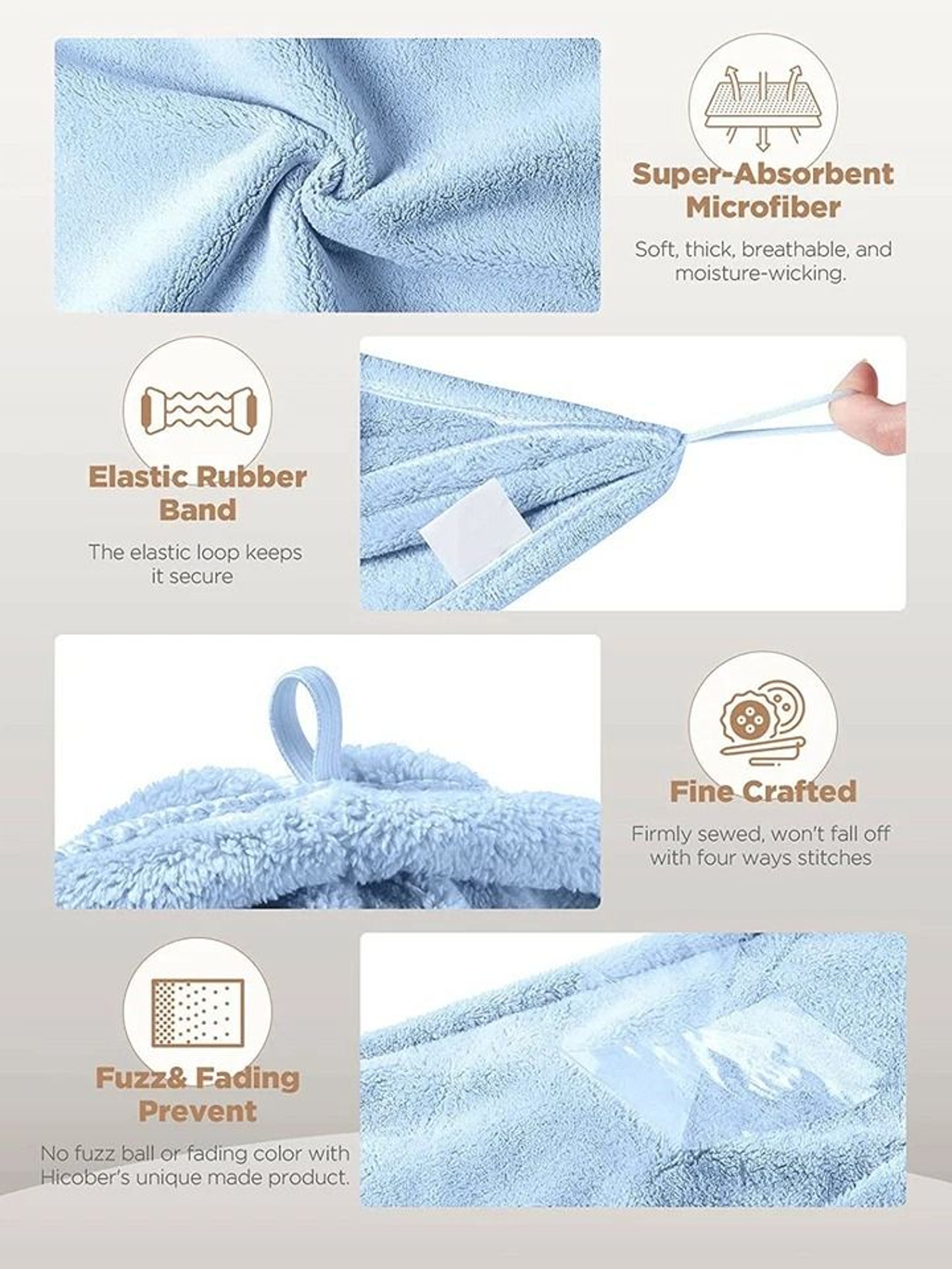 Quick Dry Microfiber Hair Towel Turban Wrap Soft Absorbent Shower Bath Cap 5