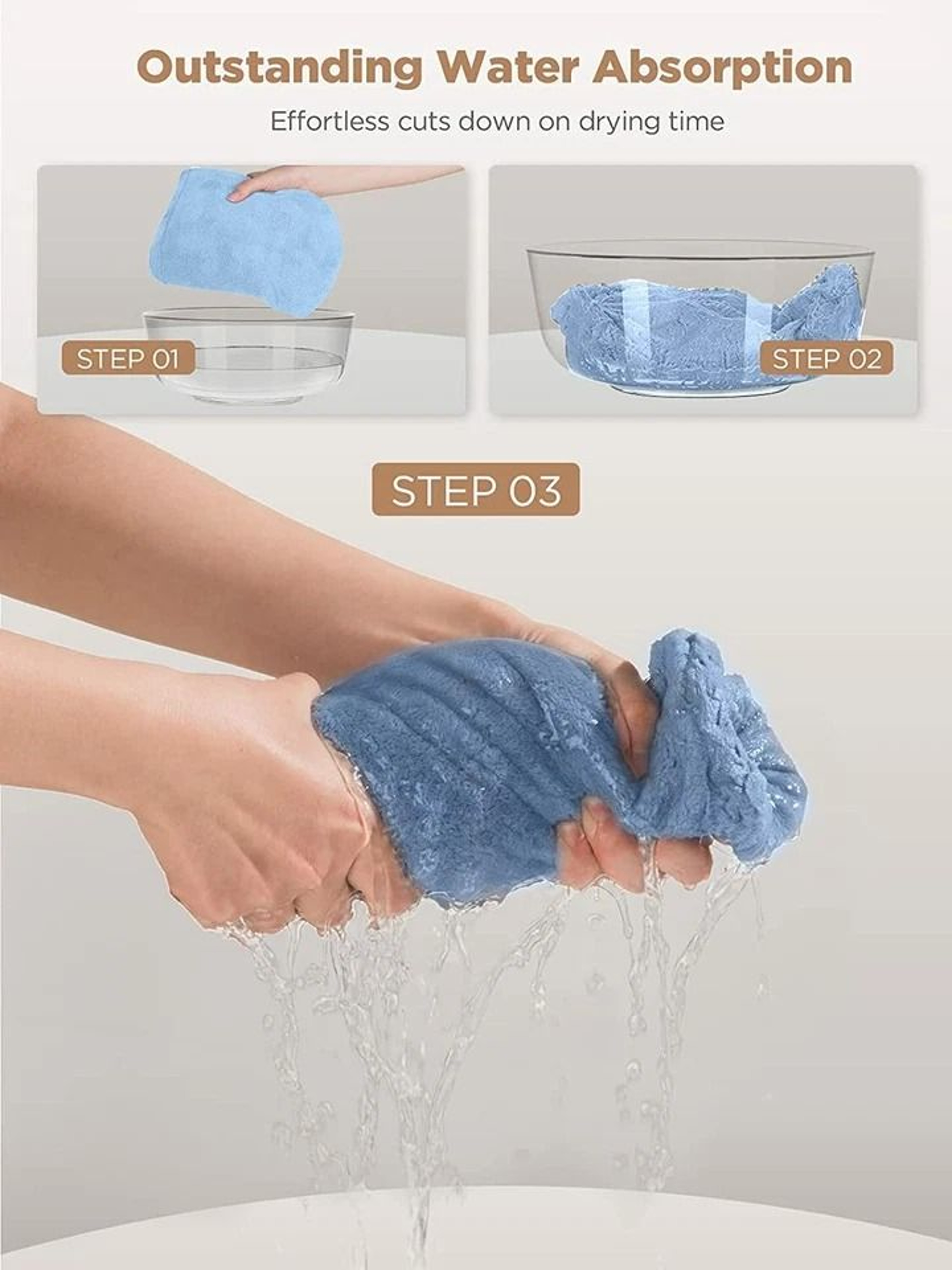 Quick Dry Microfiber Hair Towel Turban Wrap Soft Absorbent Shower Bath Cap 6